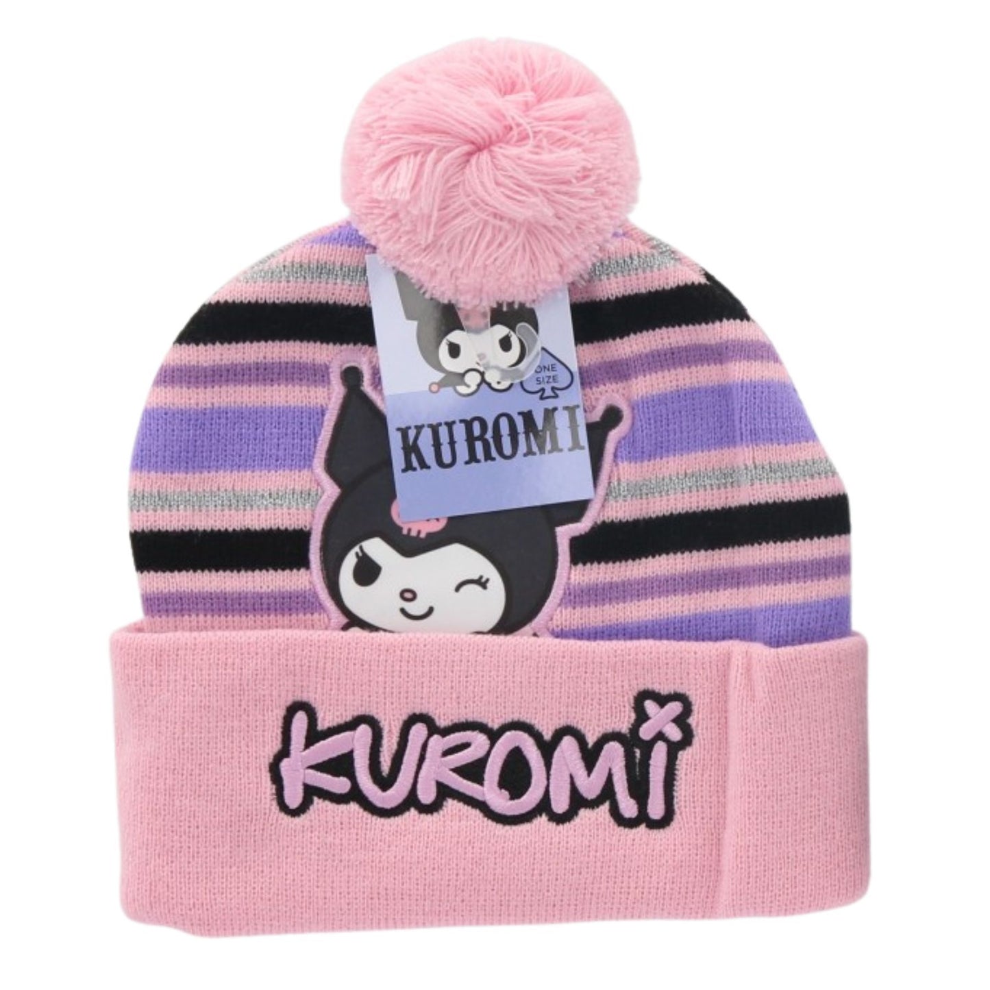Hello Kitty Kuromi Mütze mit Bommel Stickerei One Size