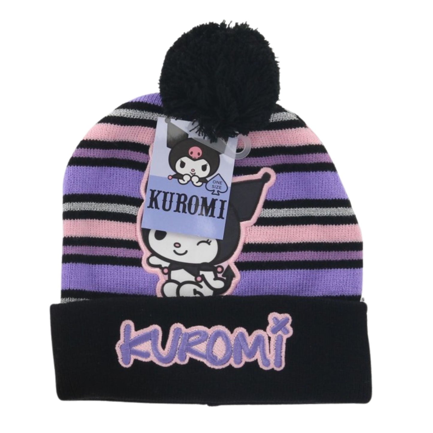 Hello Kitty Kuromi Mütze mit Bommel Stickerei One Size