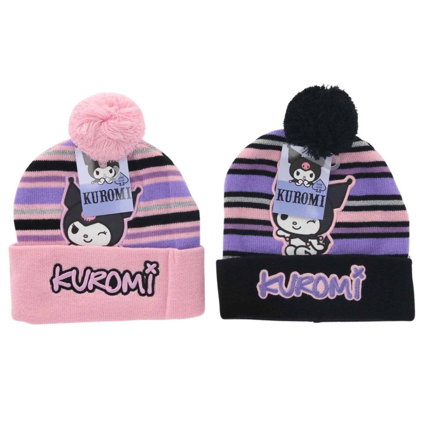 Hello Kitty Kuromi Mütze mit Bommel Stickerei One Size
