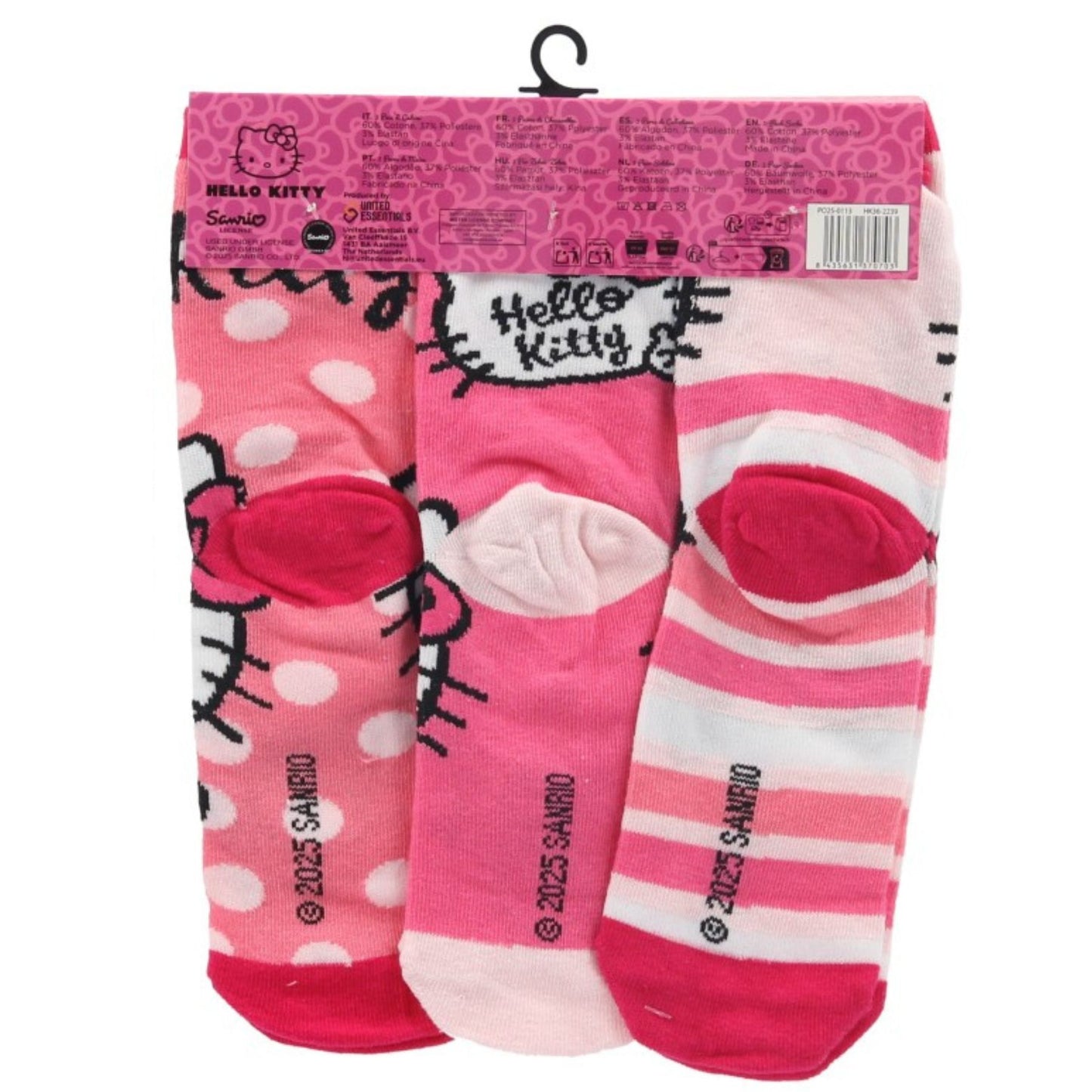 Hello Kitty Kuromi Socken 3er-Pack Mädchen farbenfroh & angenehm