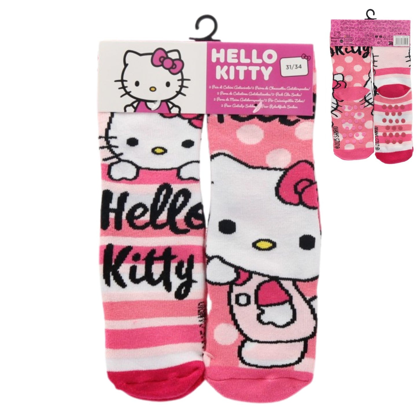 Hello Kitty 2er Pack Kinder Socken rutschfeste Kuschelsocken Sportsocken