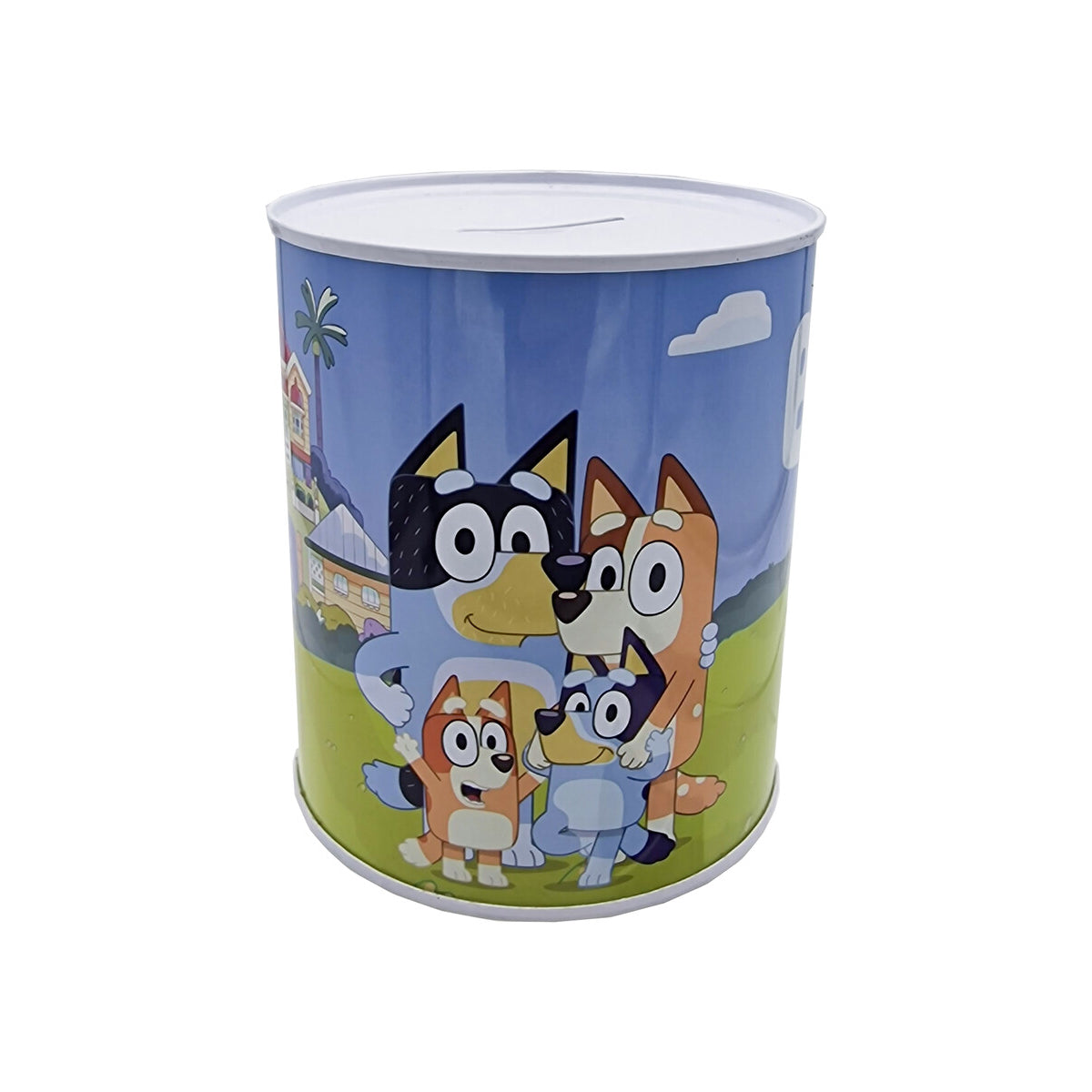 Bluey Spardose 12 × 10 × 10 cm Metall Sparbüchse zylindrisch mit Schlitz für Münzen und Scheine
