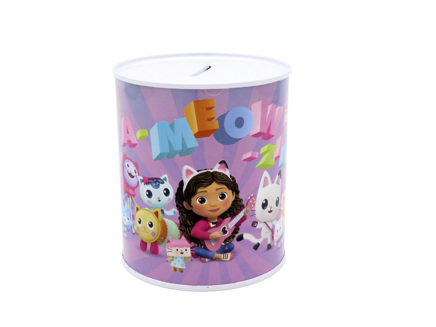 Gabby´s Dollhouse Spardose 12 × 10 × 10 cm Metall Sparbüchse zylindrisch mit Schlitz für Münzen und Scheine