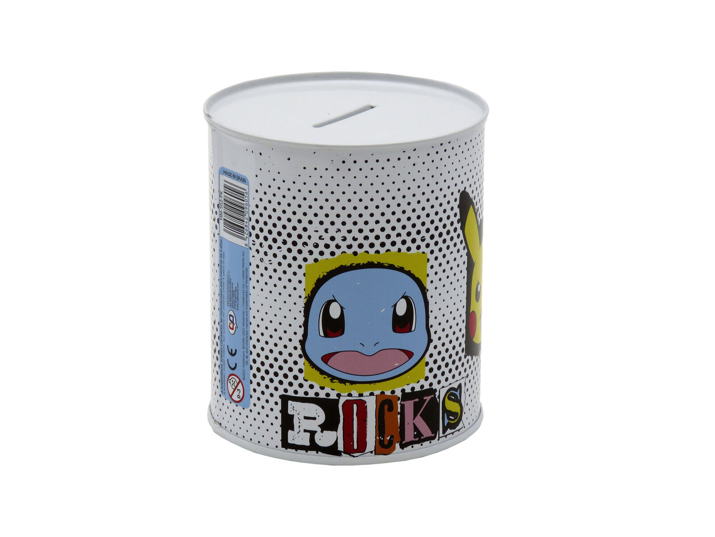 Pokémon Spardose 12 × 10 × 10 cm Metall Sparbüchse zylindrisch mit Schlitz für Münzen und Scheine