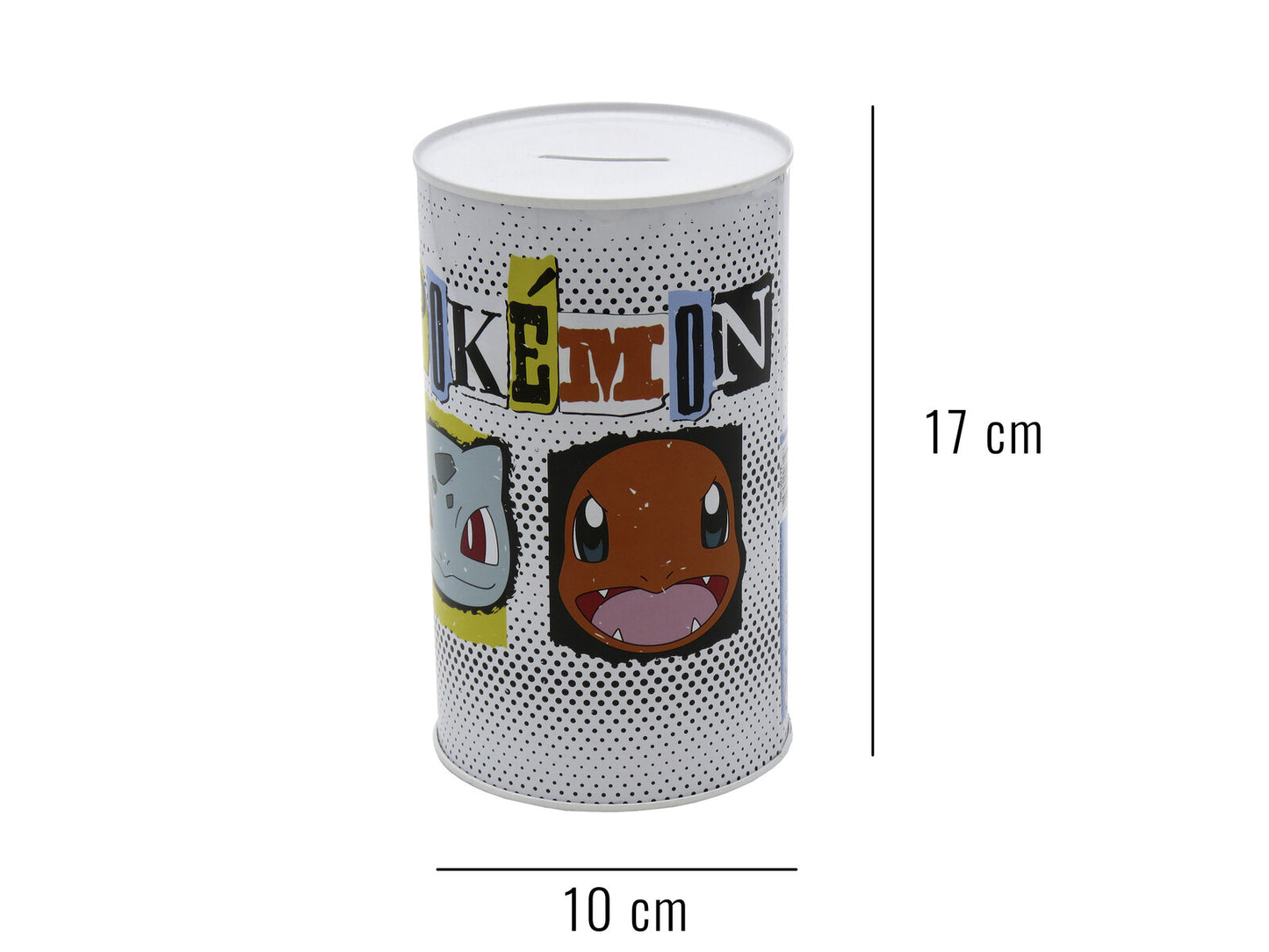 Pokémon Spardose 17 × 10 × 10 cm Metall Sparbüchse zylindrisch mit Schlitz für Münzen und Scheine