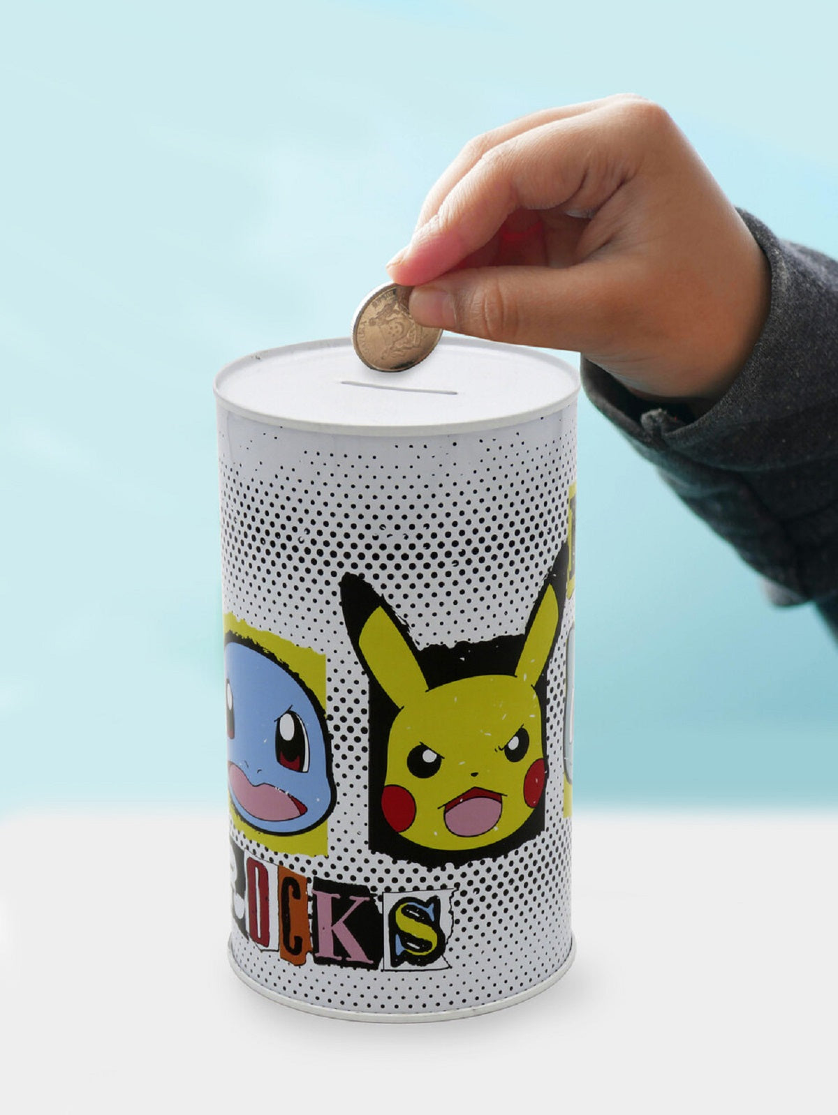 Pokémon Spardose 17 × 10 × 10 cm Metall Sparbüchse zylindrisch mit Schlitz für Münzen und Scheine