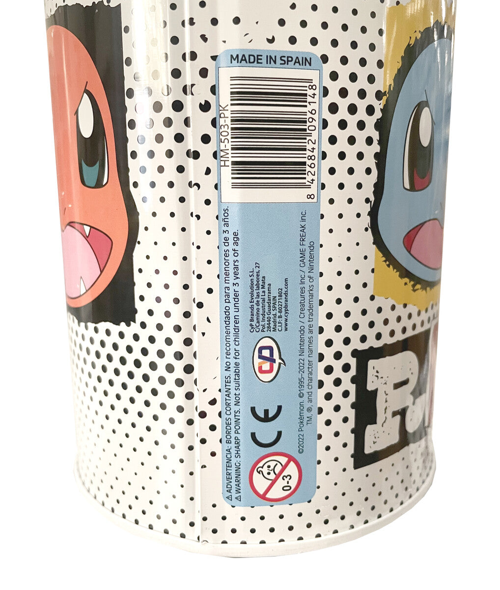 Pokémon Spardose 17 × 10 × 10 cm Metall Sparbüchse zylindrisch mit Schlitz für Münzen und Scheine