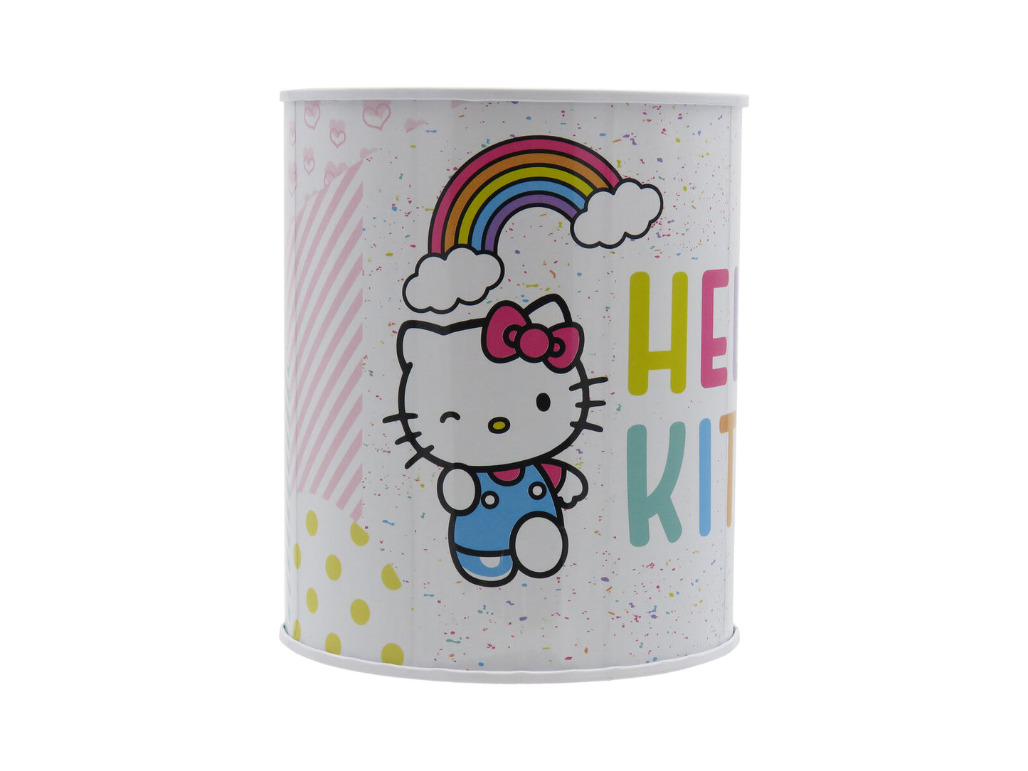 Hello Kitty Spardose 12 × 10 × 10 cm Metall Sparbüchse zylindrisch mit Schlitz für Münzen und Scheine