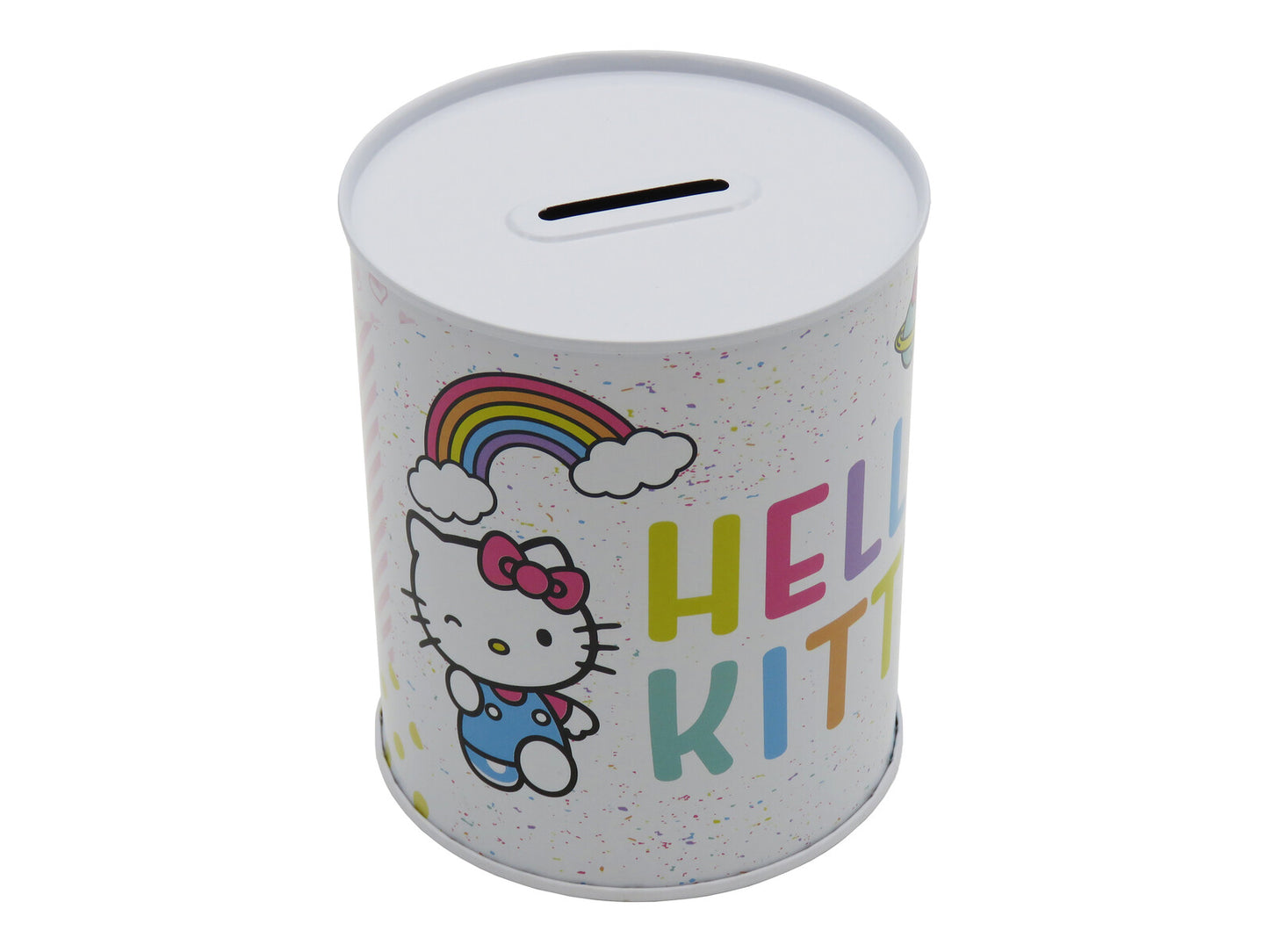 Hello Kitty Spardose 12 × 10 × 10 cm Metall Sparbüchse zylindrisch mit Schlitz für Münzen und Scheine