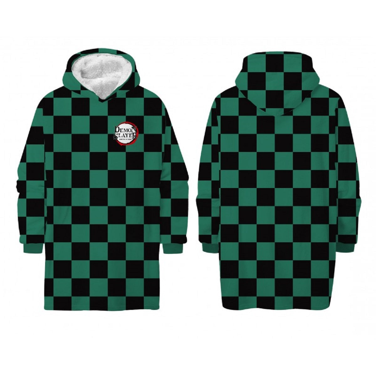 Demon Slayer Hoodie Blanket Groß 110 × 95 cm Kuscheldecke mit Ärmeln und Kapuze Oversize