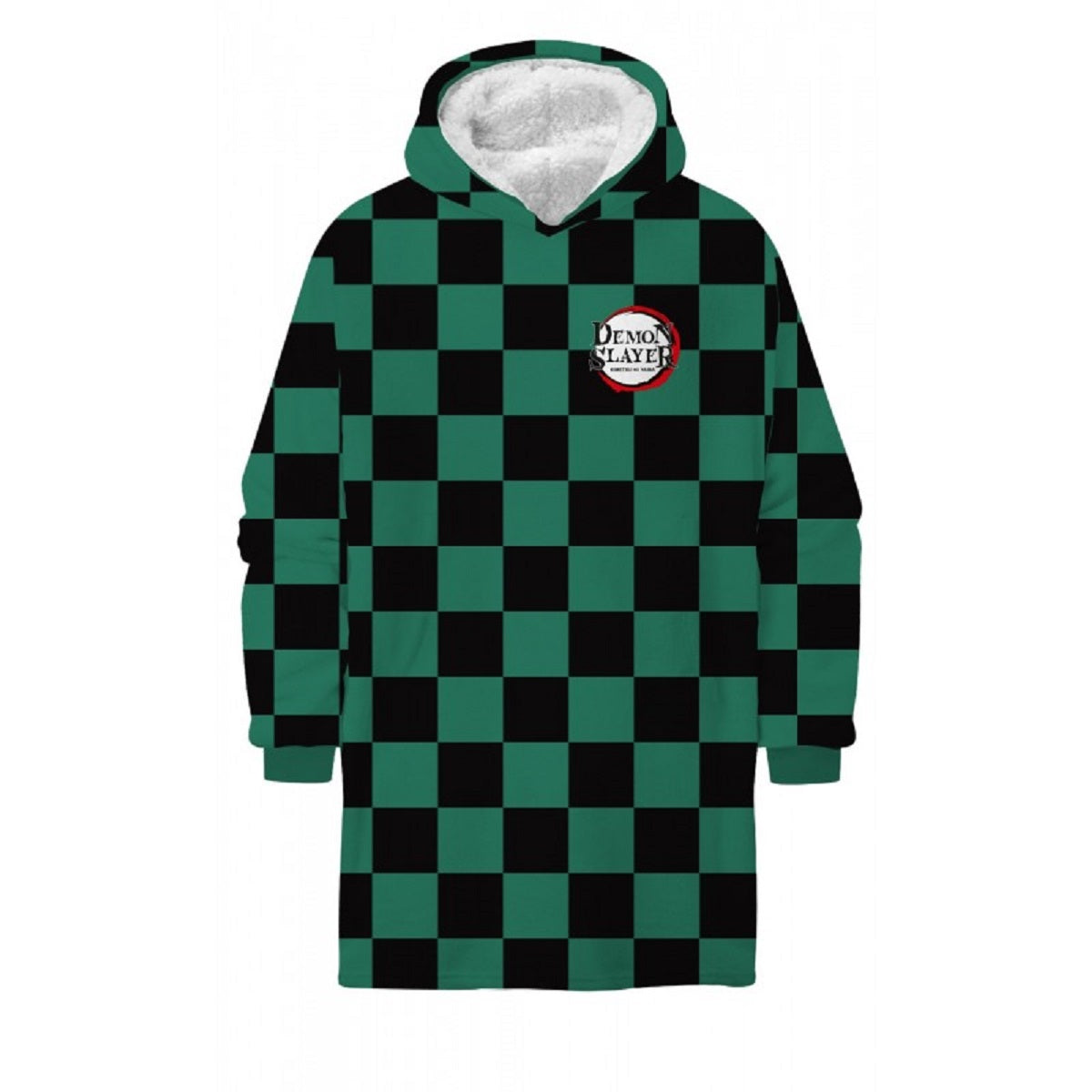 Demon Slayer Hoodie Blanket Groß 110 × 95 cm Kuscheldecke mit Ärmeln und Kapuze Oversize