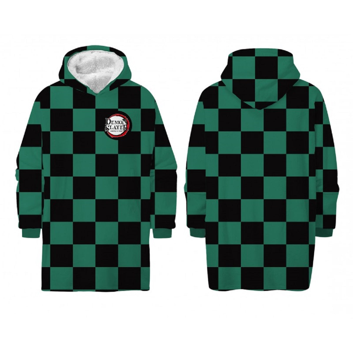 Demon Slayer Hoodie Blanket Medium 75 × 70 cm Kuscheldecke mit Ärmeln und Kapuze Oversize