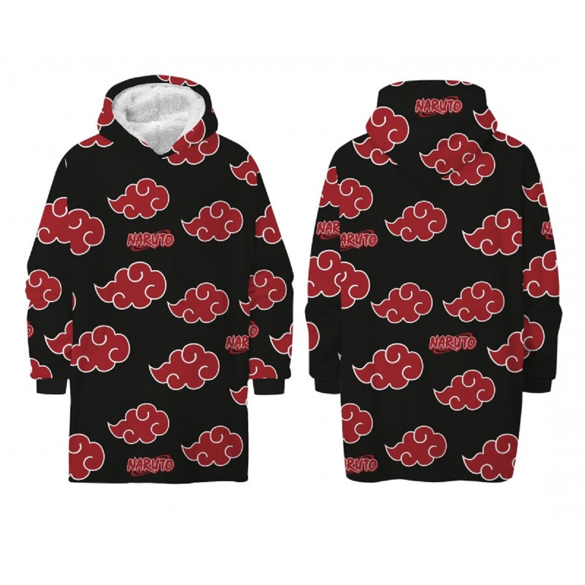 Naruto Hoodie Blanket Groß 110 × 95 cm Kuscheldecke mit Ärmeln und Kapuze Oversize