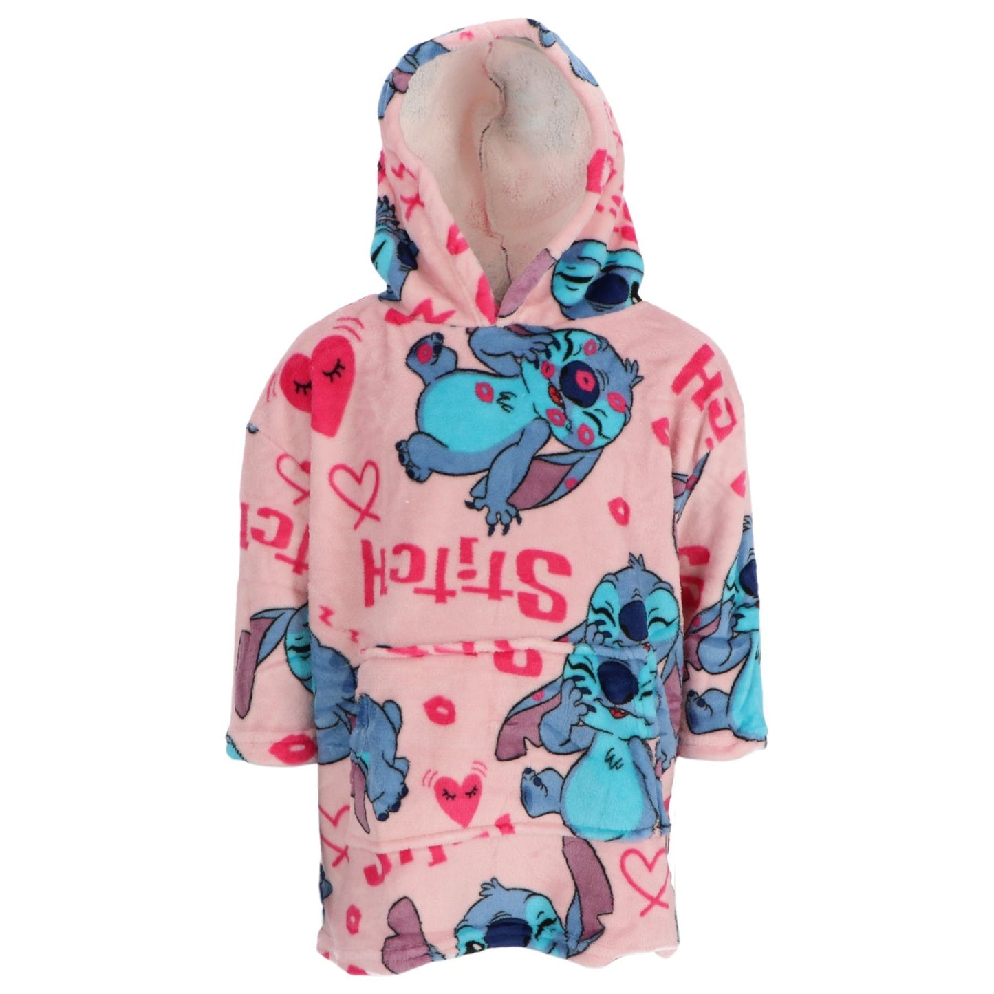 Lilo & Stitch Kapuzendecke Fleece Kuscheldecke mit Kapuze 7-12 Jahre 100 % Polyester