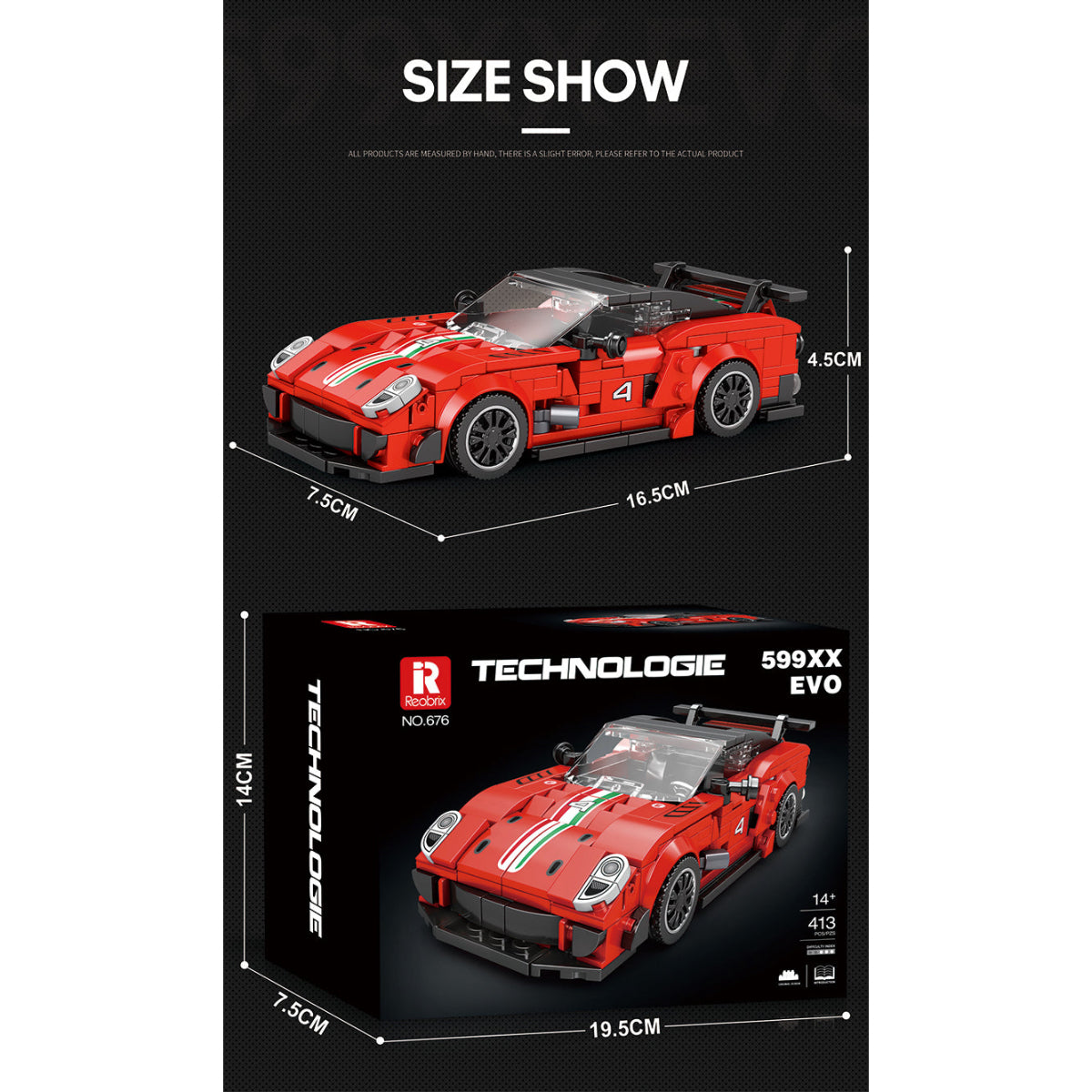 Reobrix 676 Supersportwagen 1:24 Klemmbaustein Auto 391 Teile mit Türen