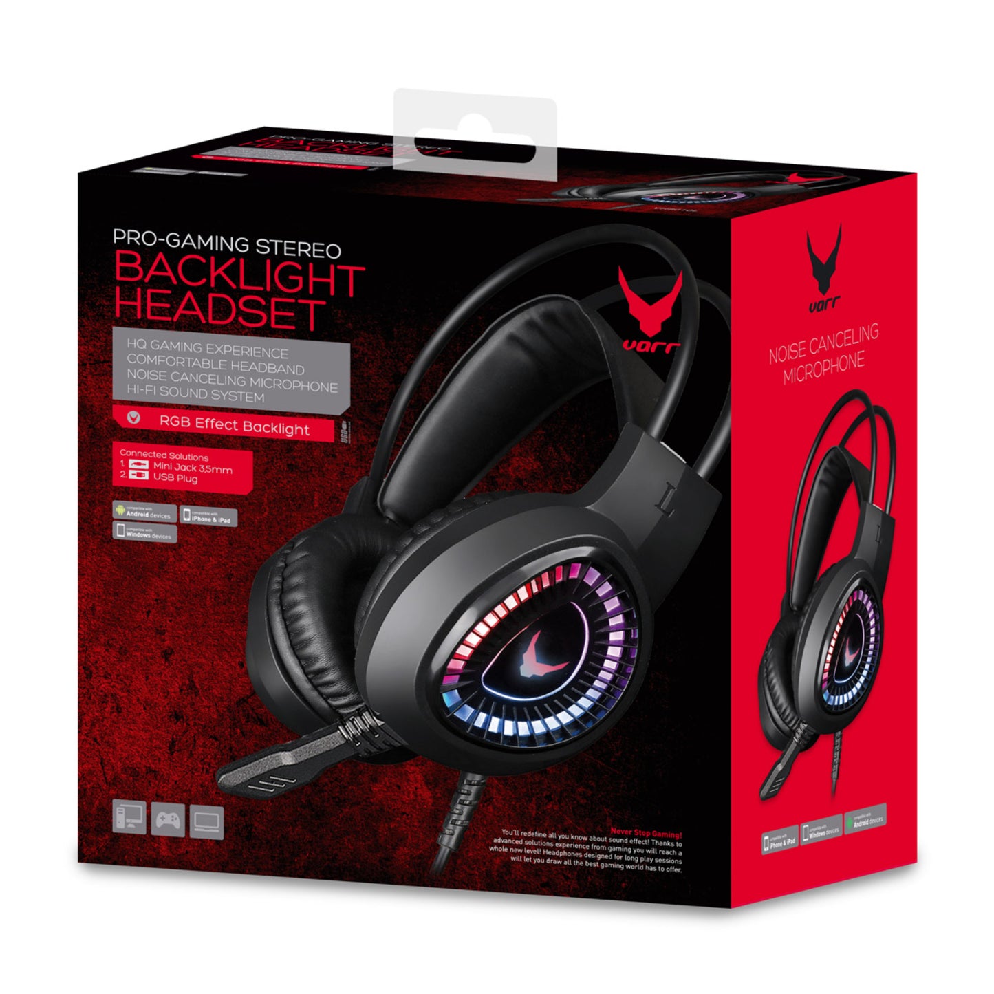 VARR VH8010L Gaming Headset RGB LED mit Mikrofon und USB Anschluss