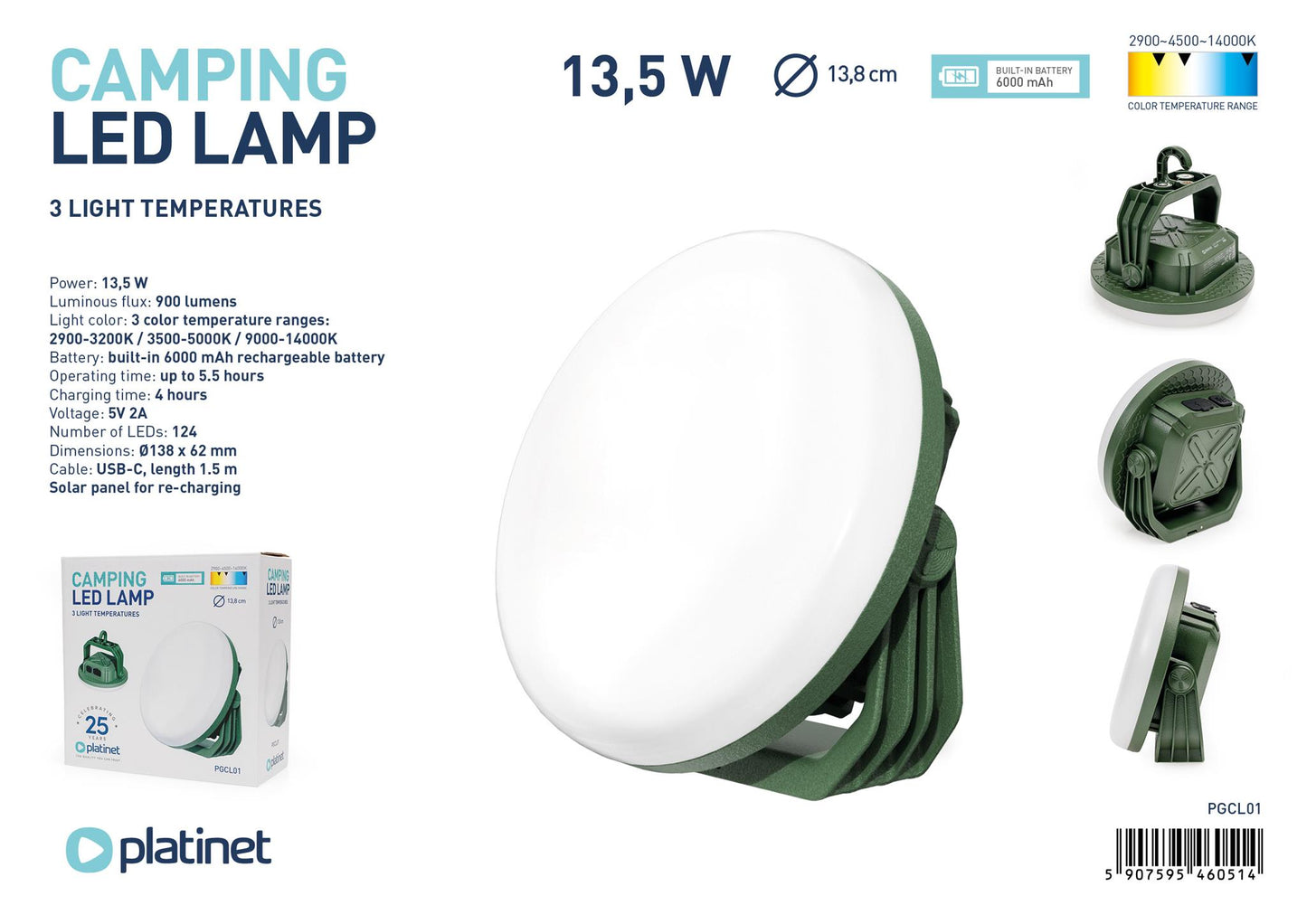 Platinet Robuste LED Camping Laterne für Abendbeleuchtung 3 - Modus