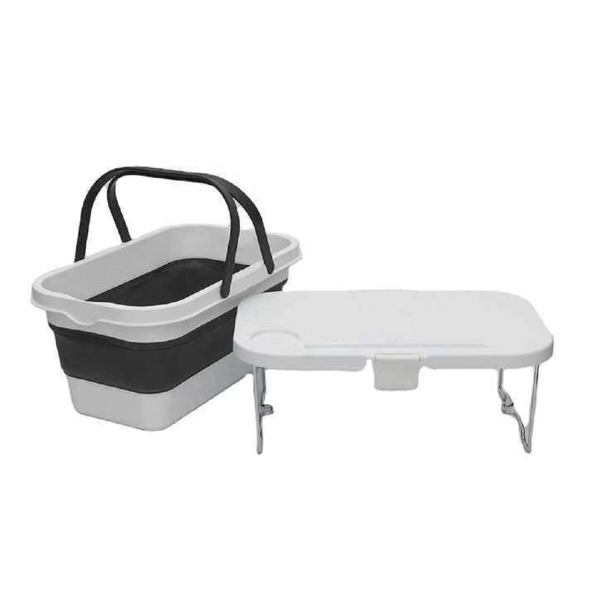 Platinet Faltbarer Picknickkorb Korb mit Deckel und Tischfunktion