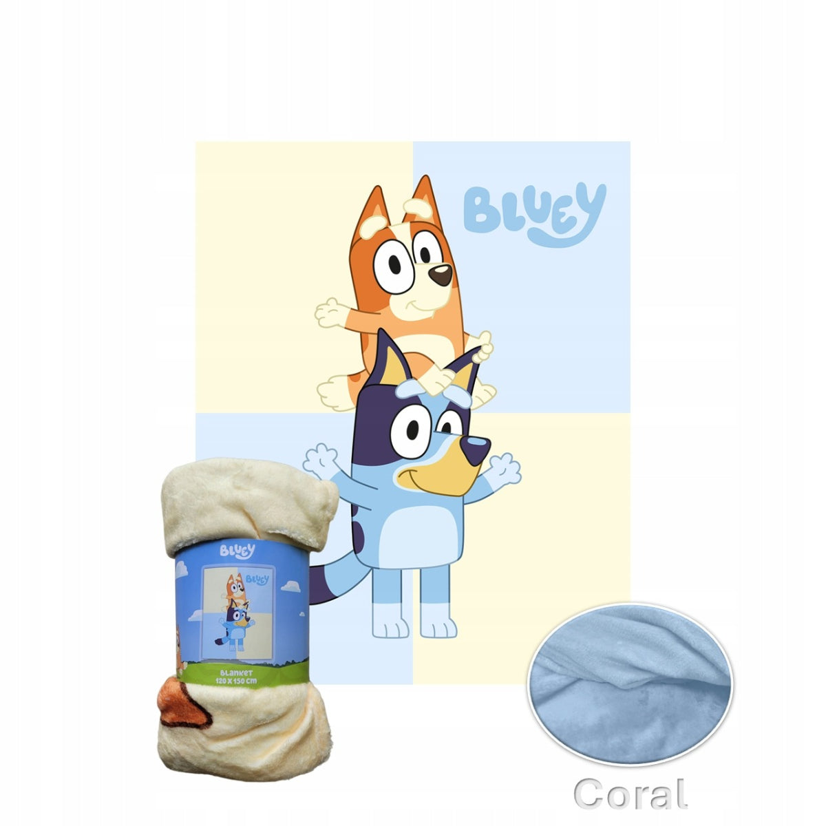 Bluey Korallenfleece Decke 120x150 cm Kuscheldecke weich Wohndecke