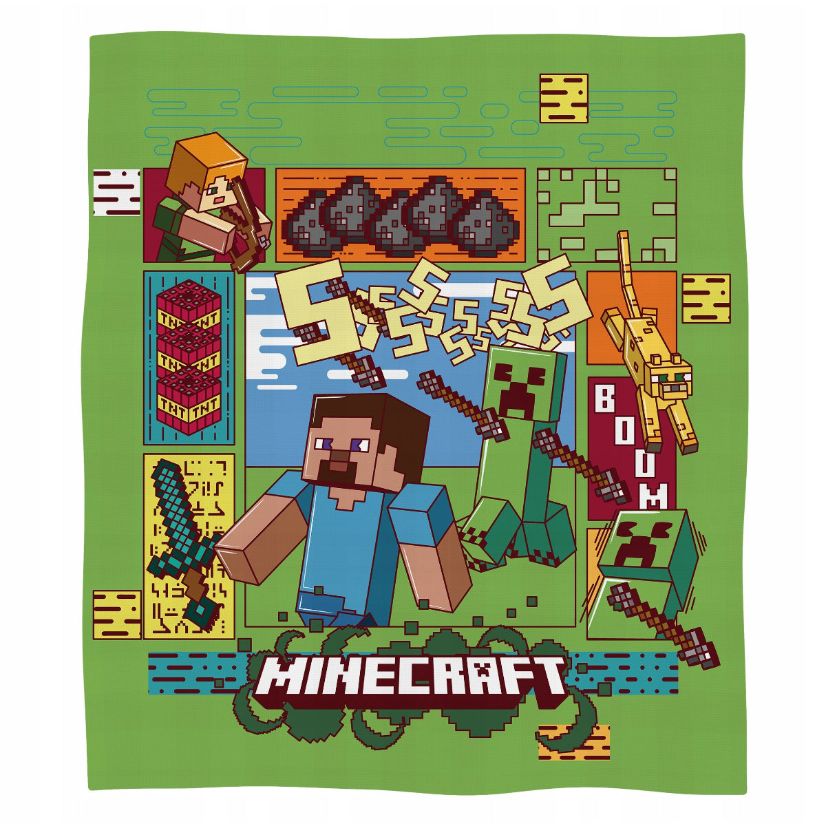 Minecraft Korallenfleece Decke 130x170 cm Kuscheldecke weich Wohndecke