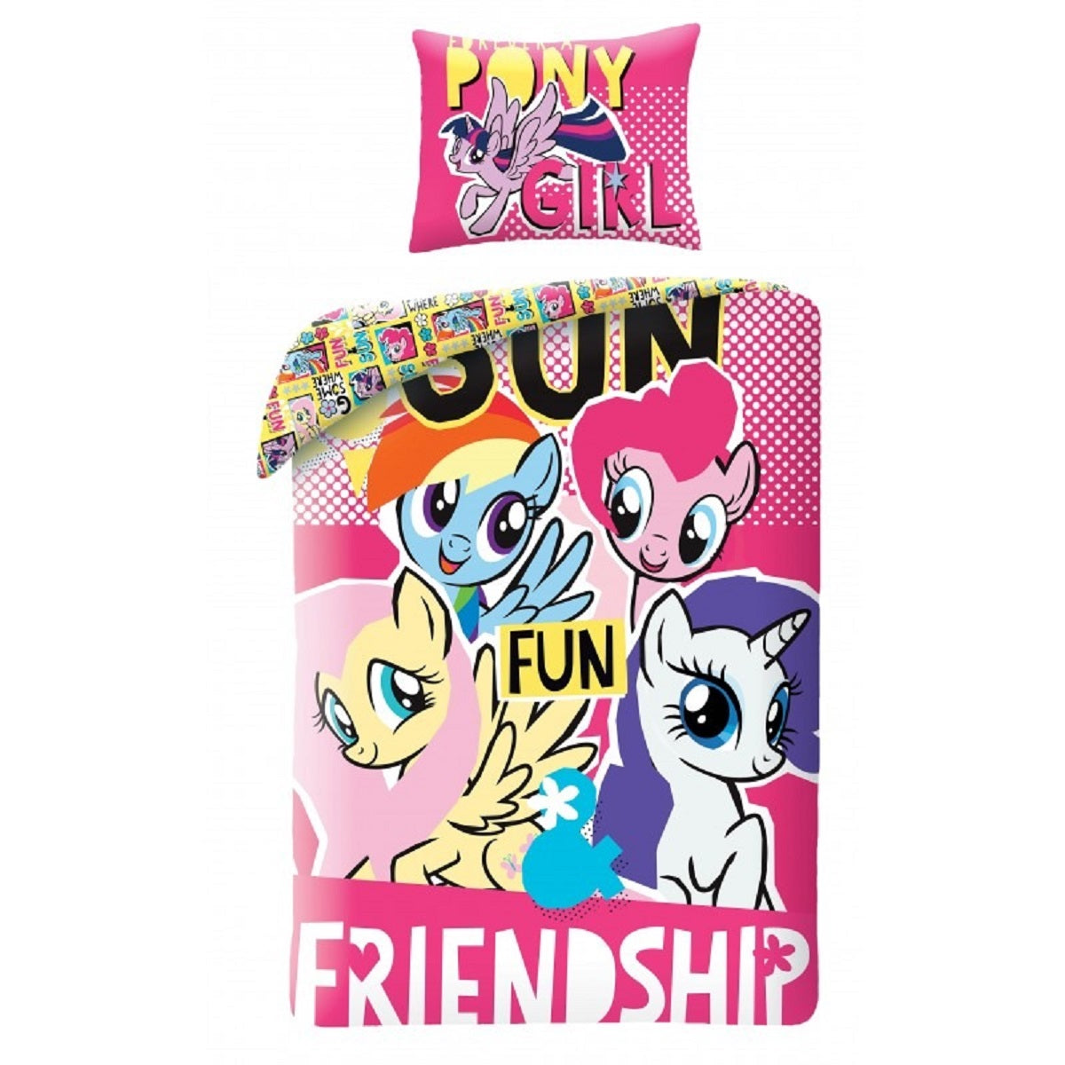 My Little Pony Bettwäsche Set aus Baumwolle Bettdeckenbezug 140 × 200 cm mit 70 × 90 cm Kissenbezug