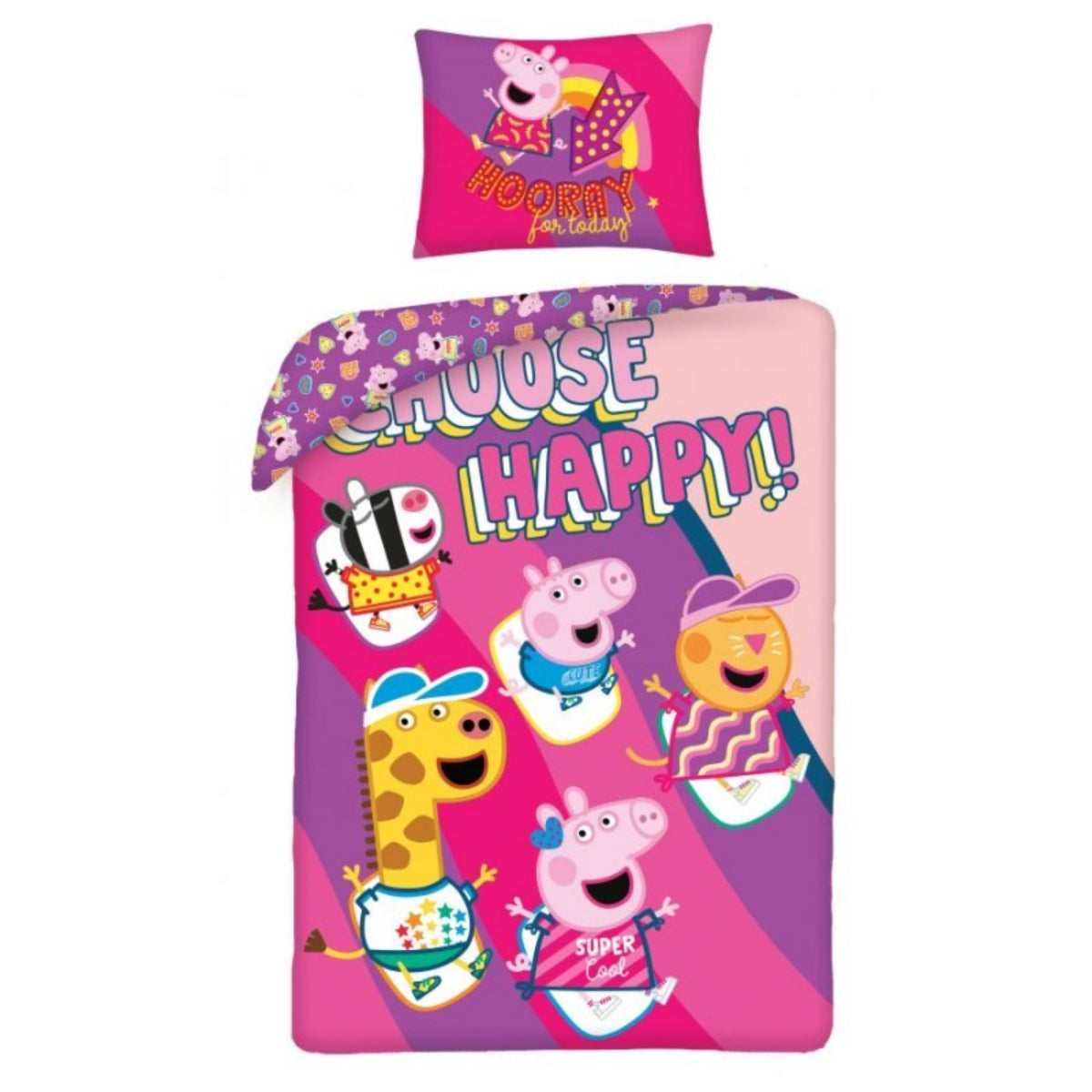 Peppa Pig Bettwäsche Set aus Baumwolle Bettdeckenbezug 140 × 200 cm mit 70 × 90 cm Kissenbezug