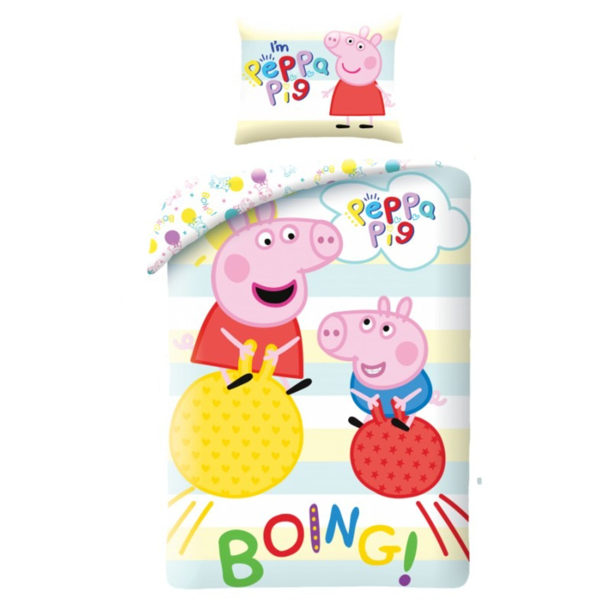 Peppa Pig Bettwäsche Set aus Baumwolle Bettdeckenbezug 140 × 200 cm mit 70 × 90 cm Kissenbezug