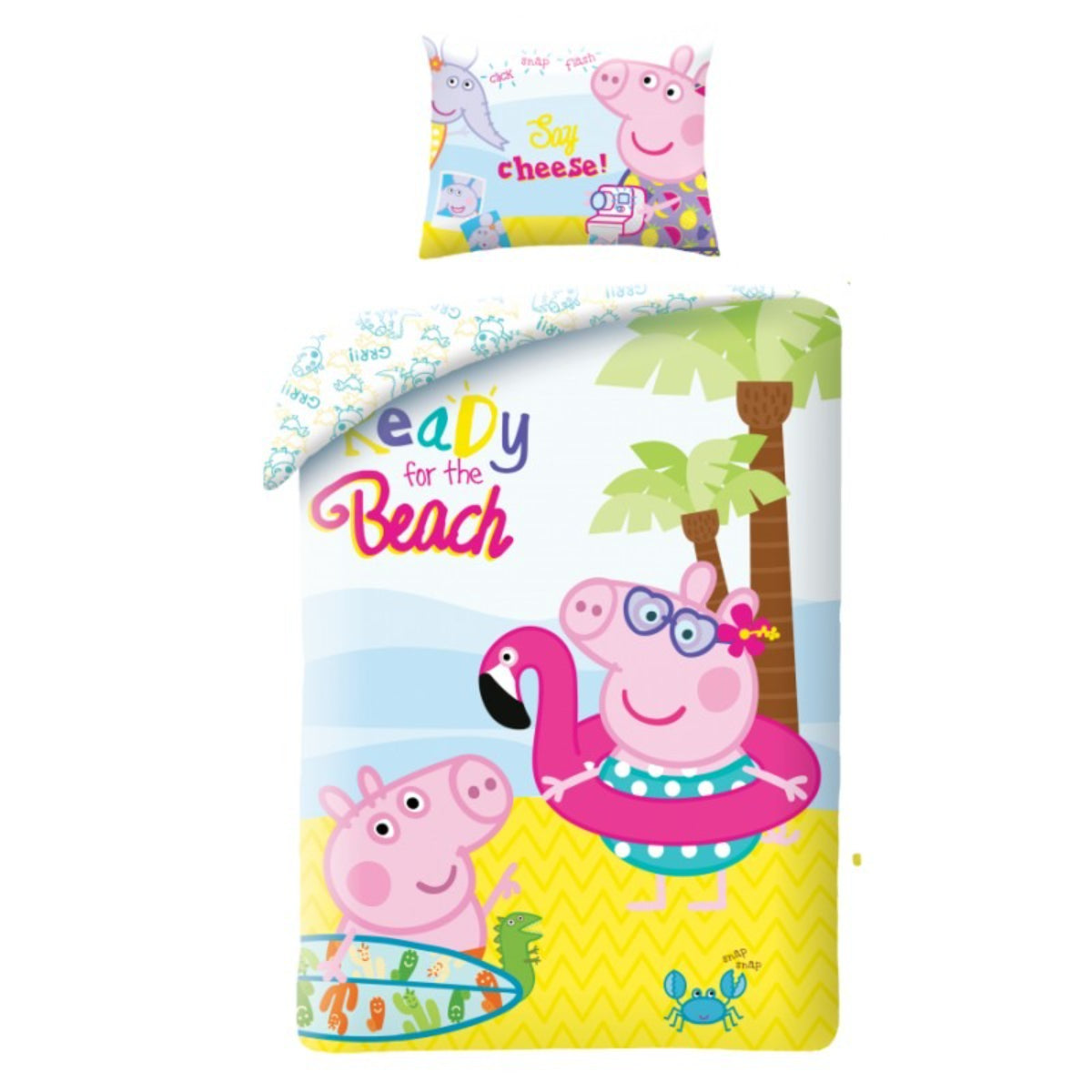 Peppa Pig Bettwäsche Set aus Baumwolle Bettdeckenbezug 140 × 200 cm mit 70 × 90 cm Kissenbezug