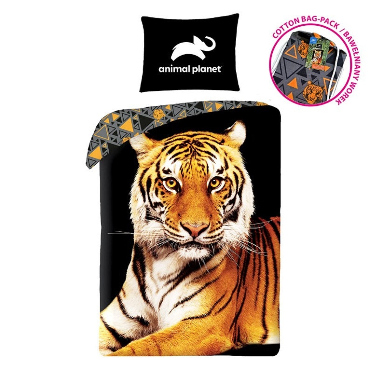 Animal Planet Bettwäsche Set aus Baumwolle Bettdeckenbezug 140 × 200 cm mit 70 × 90 cm Kissenbezug