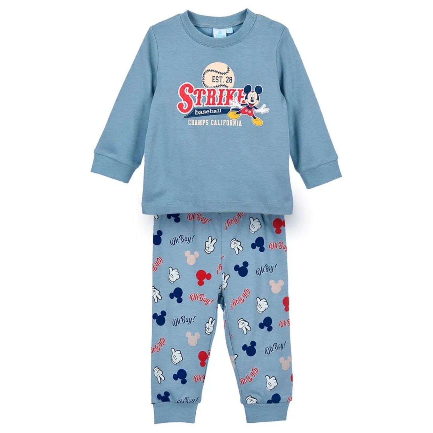 Disney Mickey Mouse Baby Pyjama Baumwolle Zweiteiler Schlafanzug Langarm Set für Babys