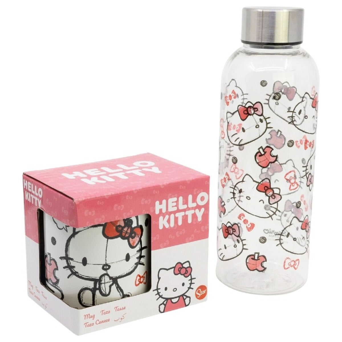 Hello Kitty Geschenkset Trinkflasche und Kaffeebecher 2-teilig