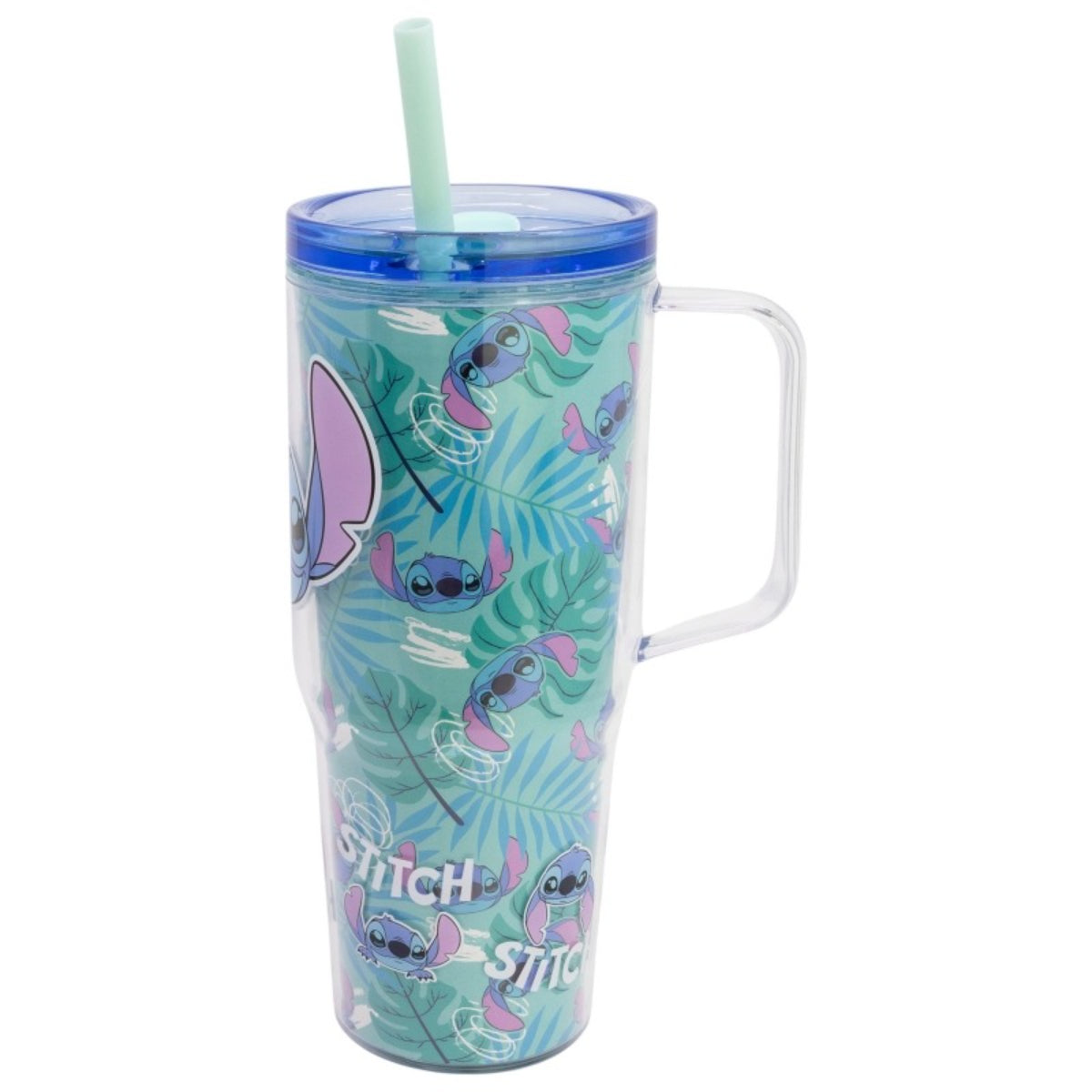 Disney Lilo & Stitch Trinkbecher mit Strohhalm und Henkel Doppelwandig 860 ml