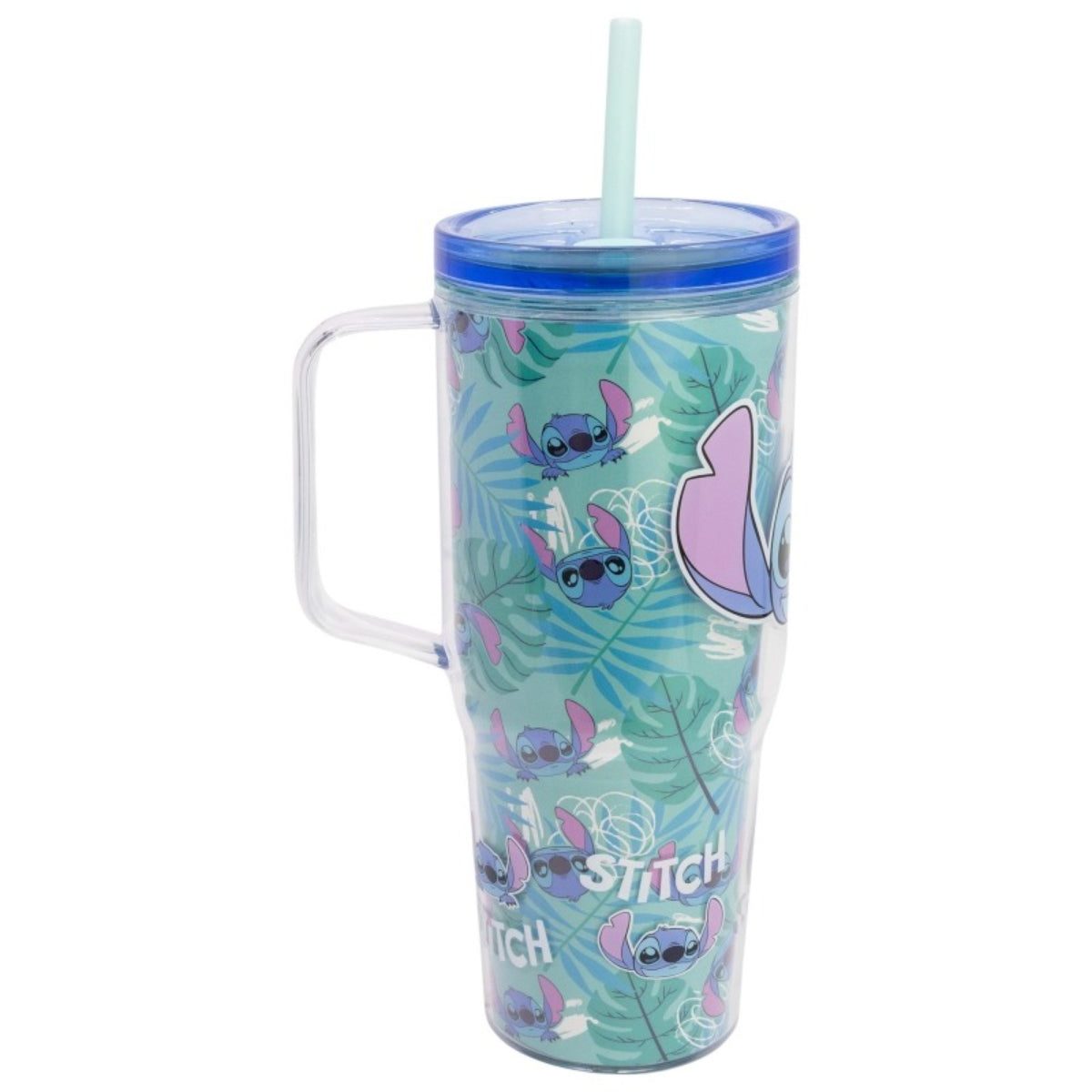 Disney Lilo & Stitch Trinkbecher mit Strohhalm und Henkel Doppelwandig 860 ml