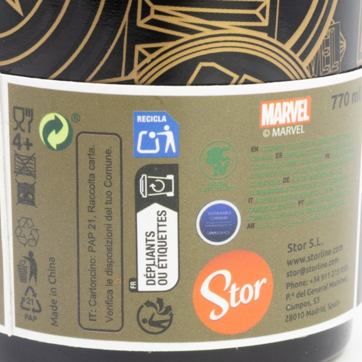 Marvel Edelstahl Thermobecher 770 ml mit Trinkhalm und Deckel