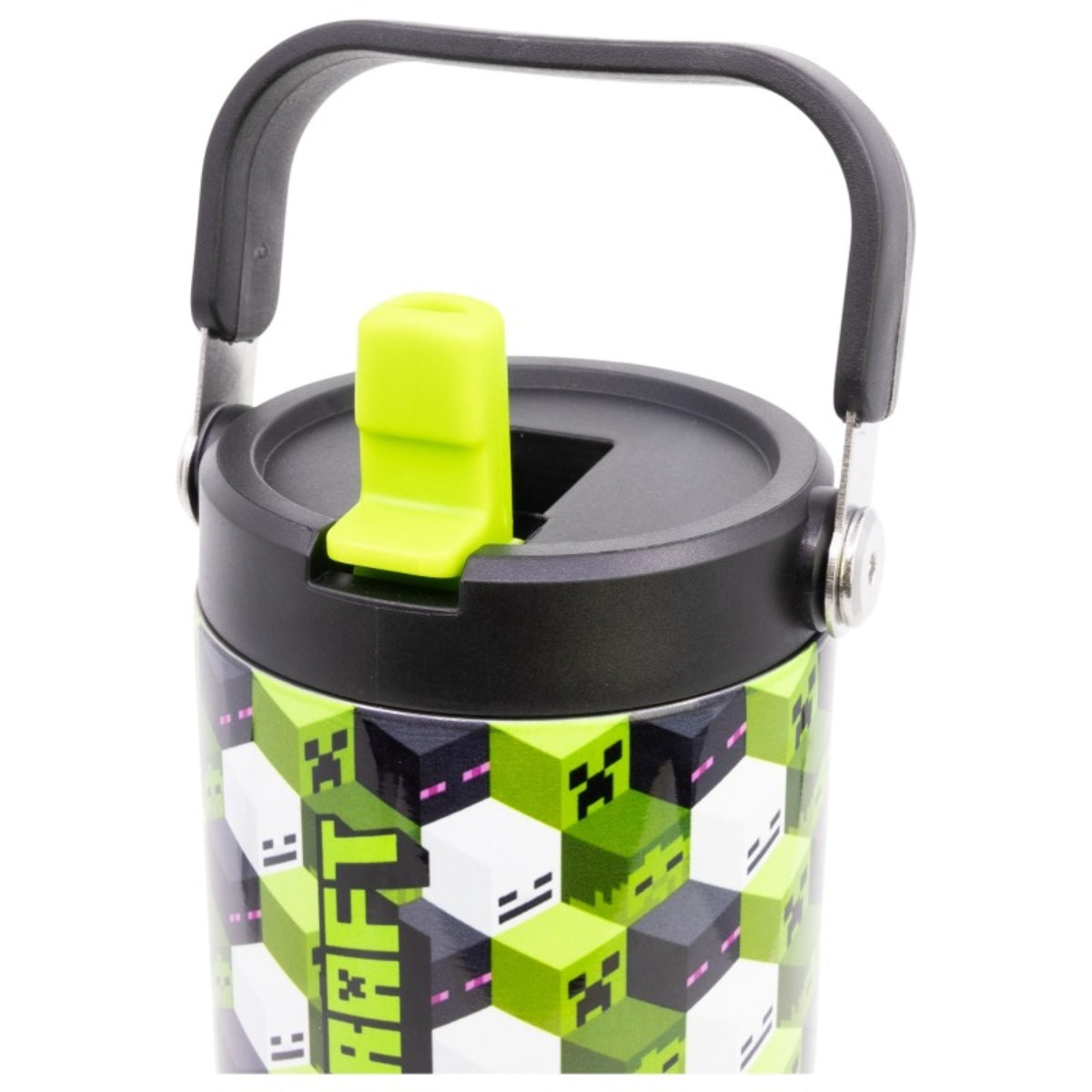 Minecraft Edelstahl Thermobecher 860 ml mit Griff und Klappdeckel
