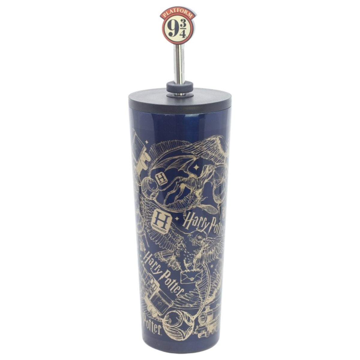 Harry Potter Edelstahl Thermobecher 770 ml mit Trinkhalm und Deckel