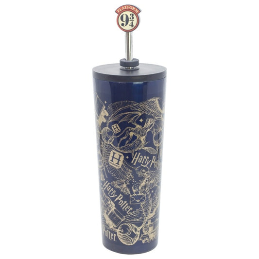 Harry Potter Edelstahl Thermobecher 770 ml mit Trinkhalm und Deckel