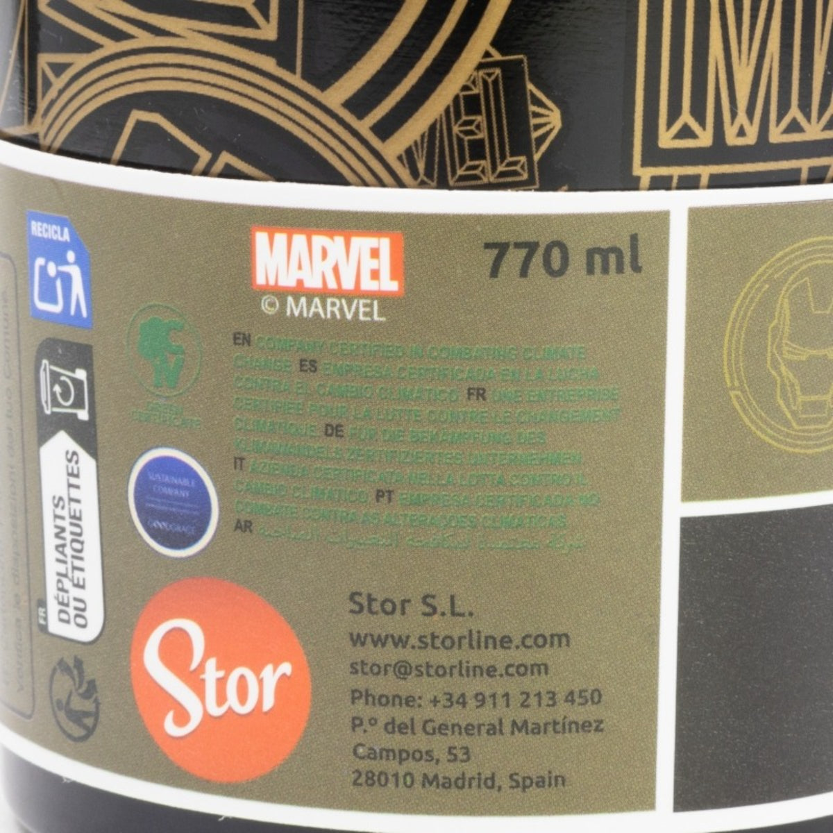 Marvel Edelstahl Thermobecher 770 ml mit Trinkhalm und Deckel