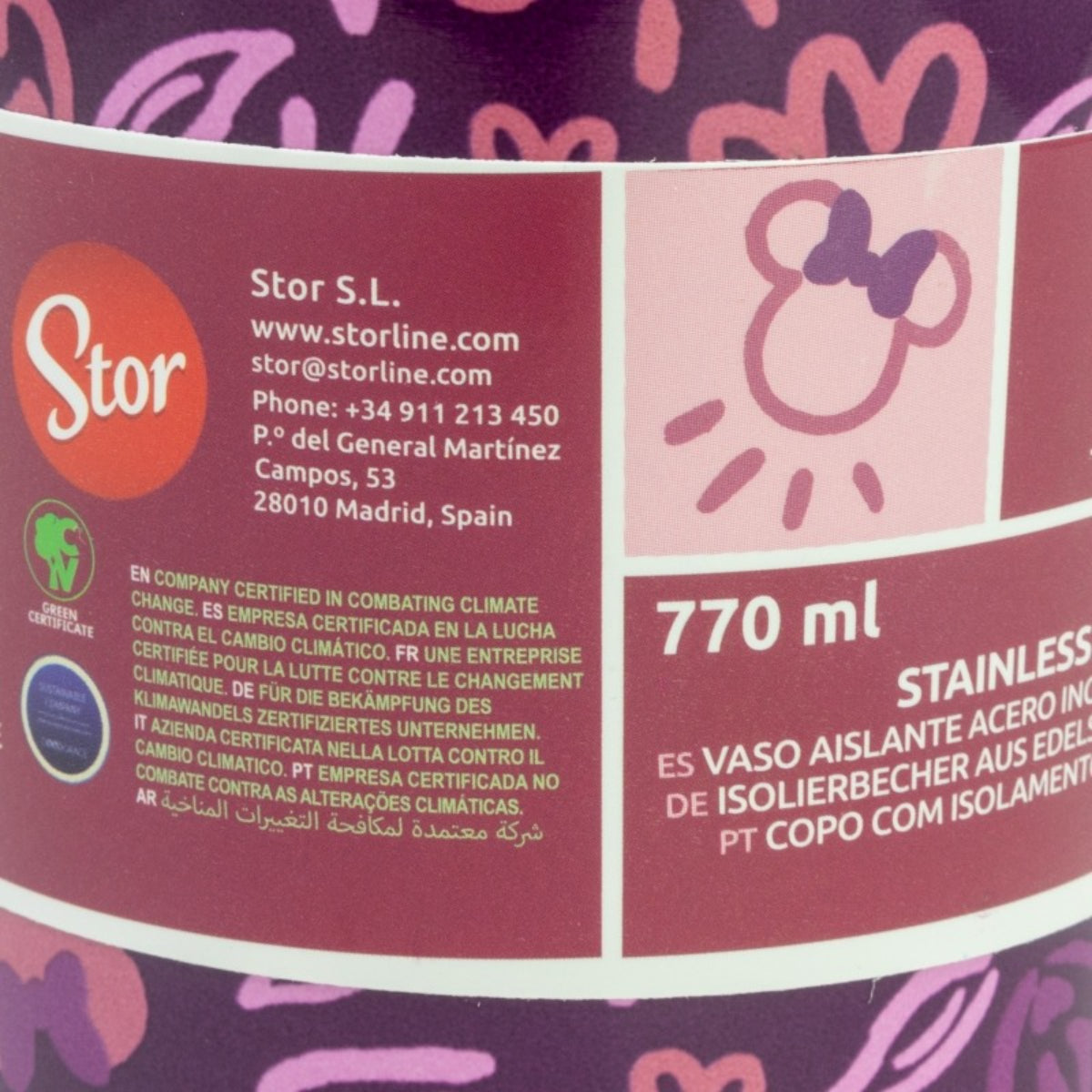 Disney Minnie Mouse Edelstahl Thermobecher 770 ml mit Trinkhalm und Deckel
