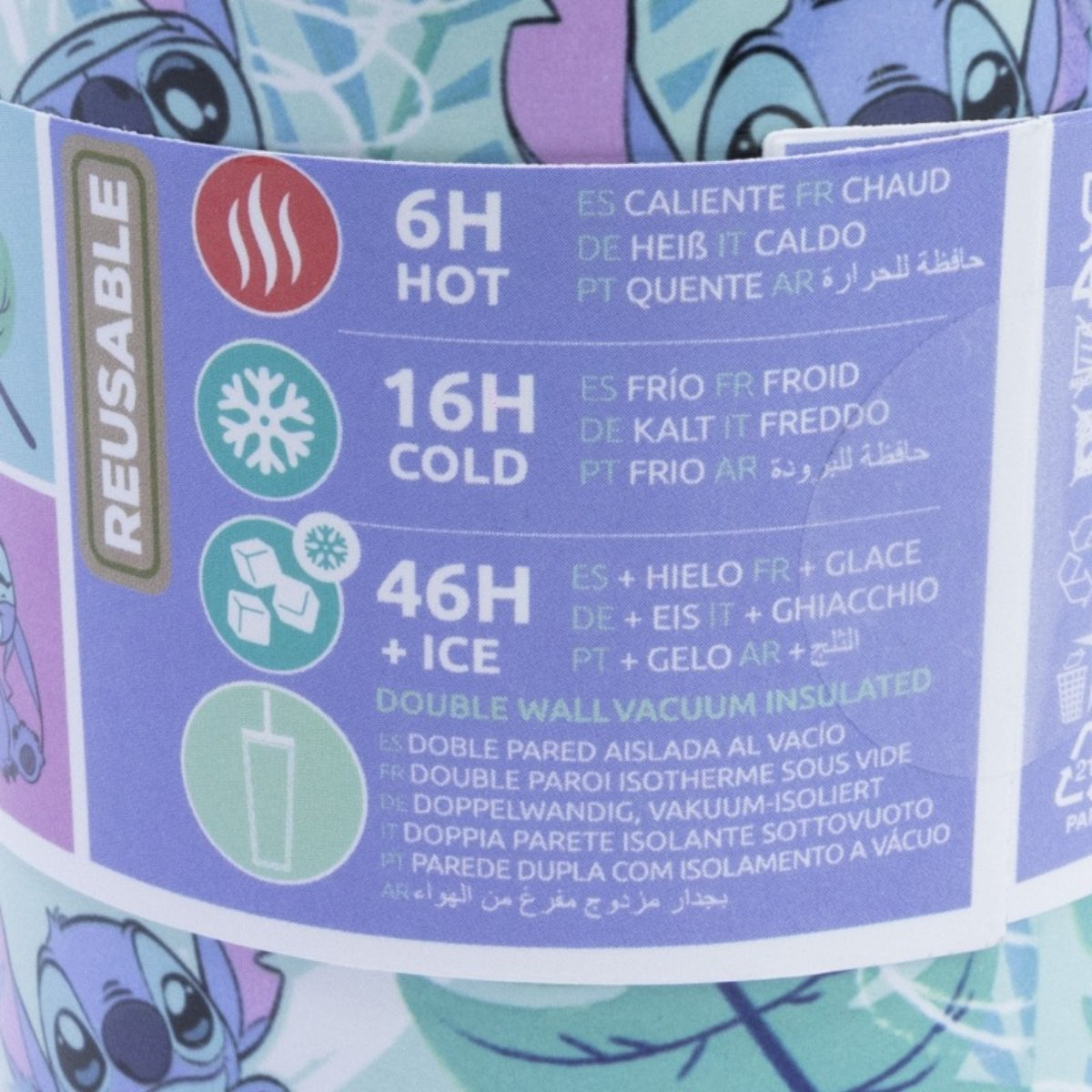 Lilo & Stitch Edelstahl Thermobecher 770 ml mit Trinkhalm und Deckel