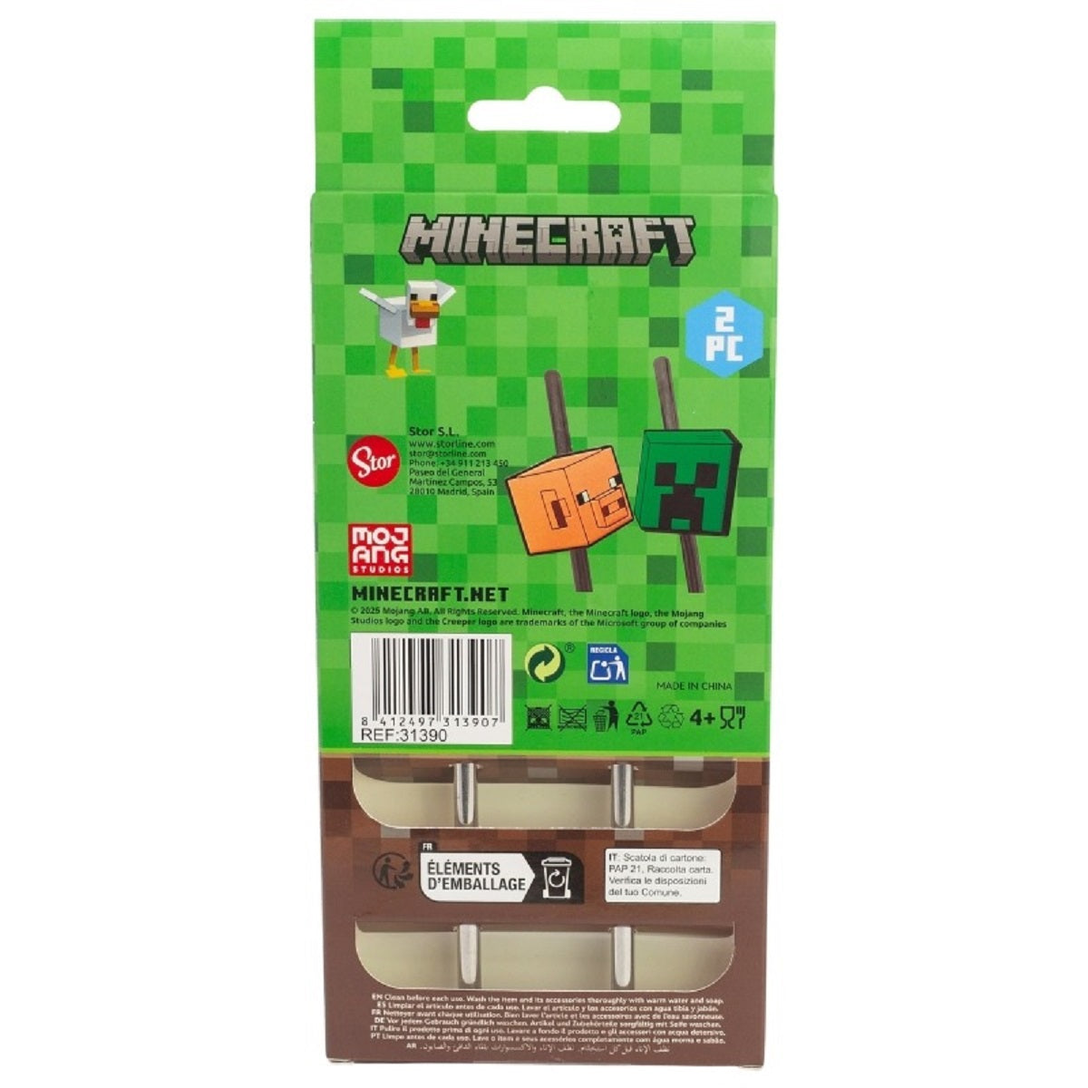 Minecraft Strohhalm Trinkhalm aus Edelstahl 2er Set für Kinder und Erwachsene
