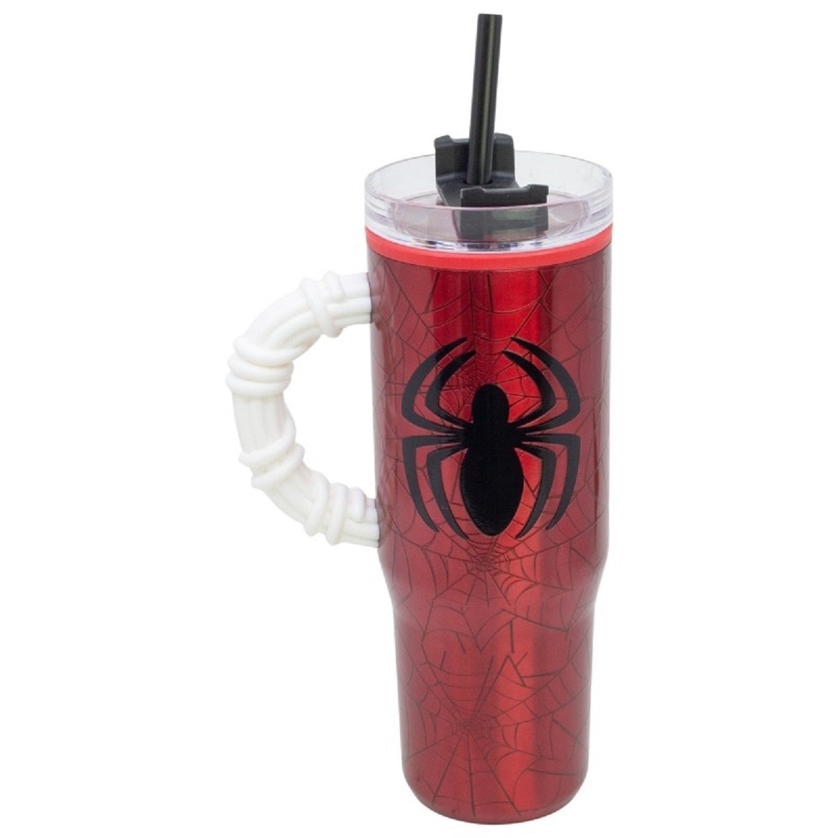 Spider Man Doppelwandiger Trinkbecher 770 ml mit Griff und Strohhalm
