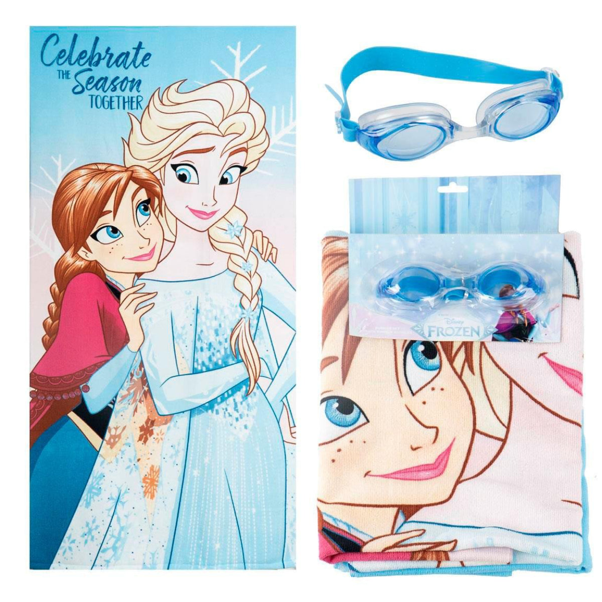 Disney Frozen Kinder Strandtuch 70 × 140 cm mit Schwimmbrille als Set