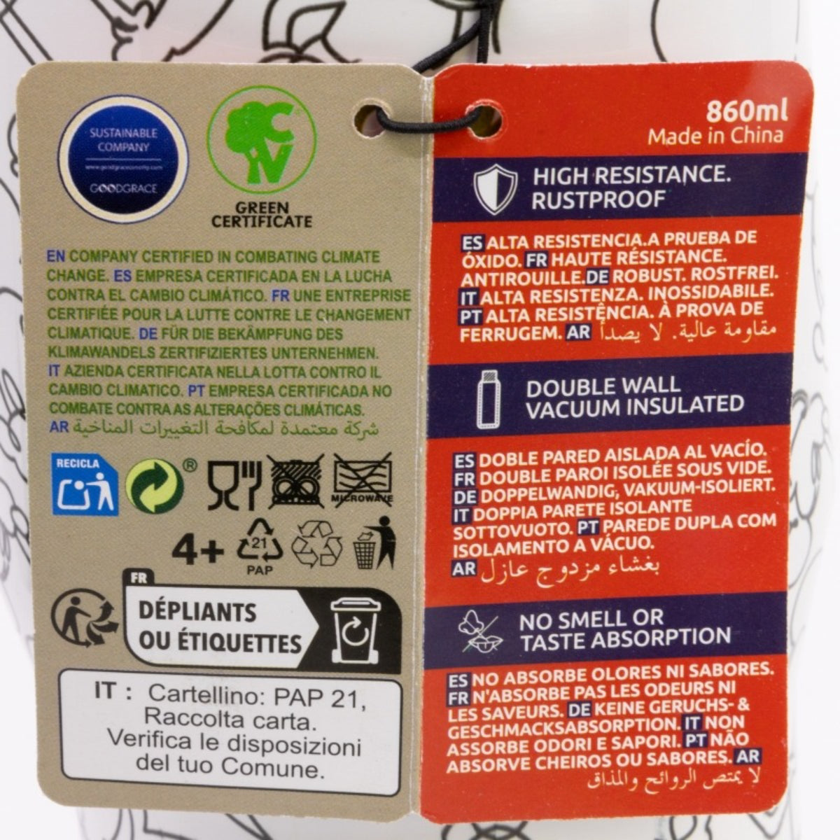 Disney Mickey Mouse Edelstahl Thermobecher 860 ml mit Griff und Klappdeckel
