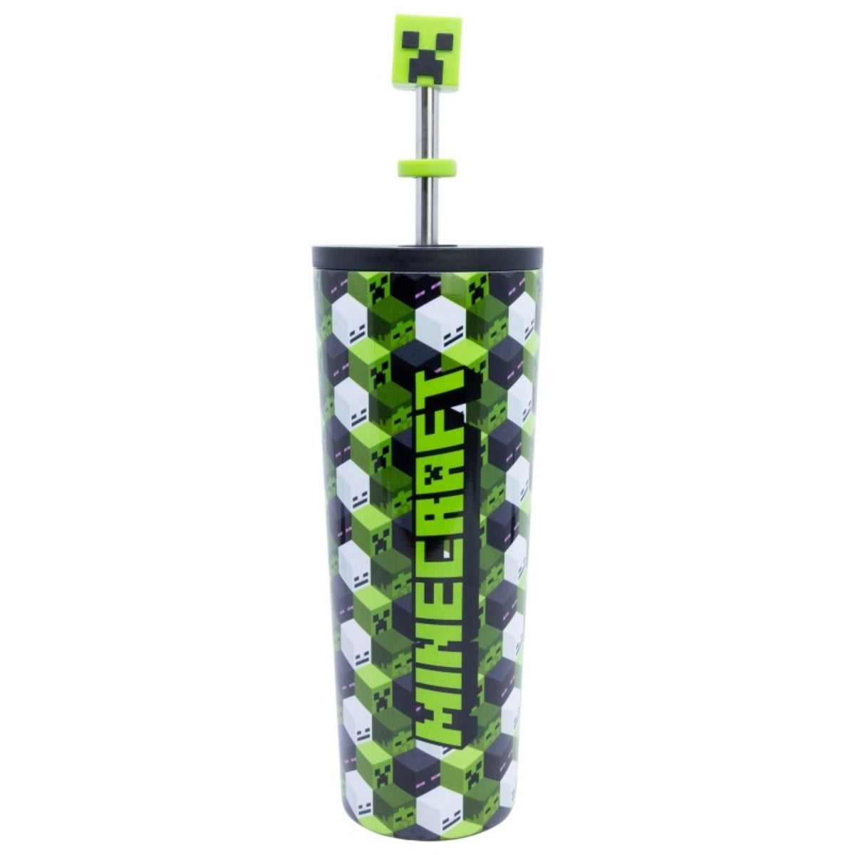 Minecraft Edelstahl Thermobecher 770 ml mit Trinkhalm und Deckel