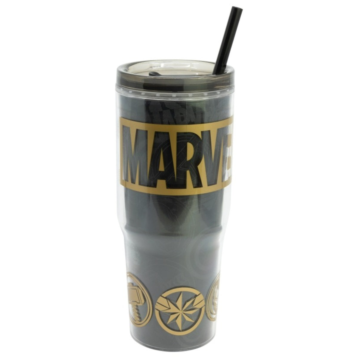 MARVEL Trinkbecher mit Strohhalm und Henkel Doppelwandig 860 ml