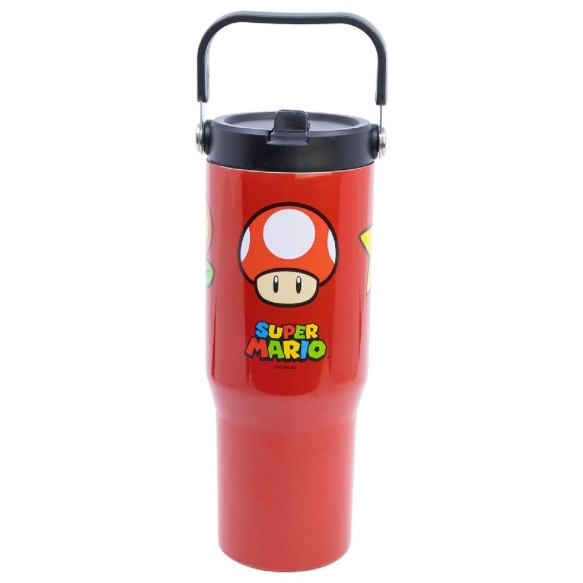 Super Mario Edelstahl Thermobecher 860 ml mit Griff und Klappdeckel