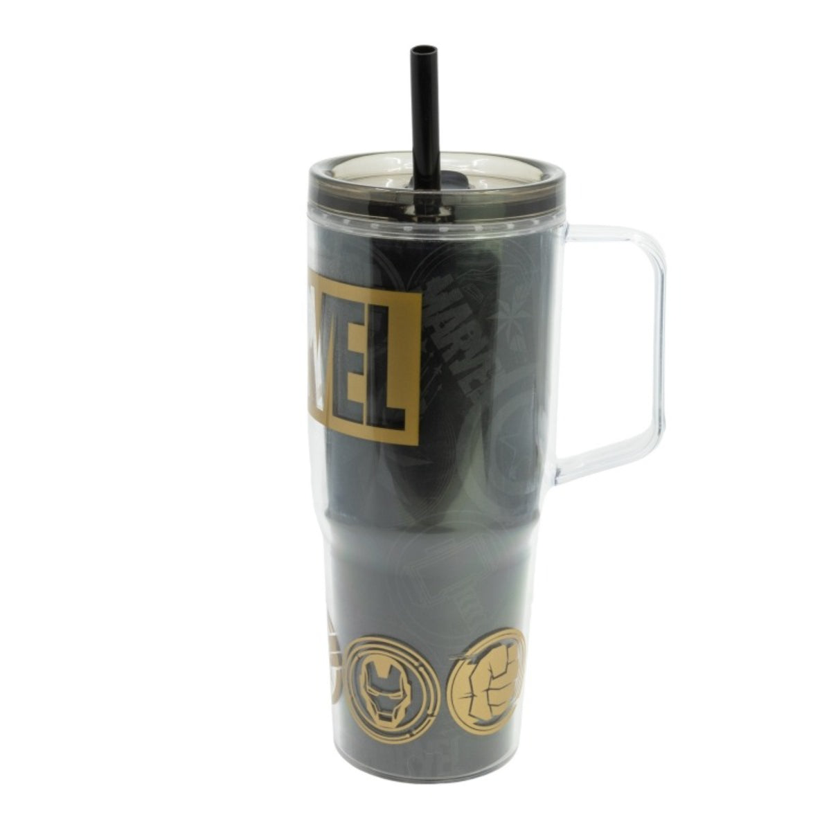 MARVEL Trinkbecher mit Strohhalm und Henkel Doppelwandig 860 ml