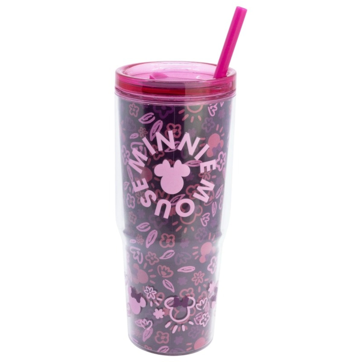 Disney Minnie Mouse Trinkbecher mit Strohhalm und Henkel Doppelwandig 860 ml