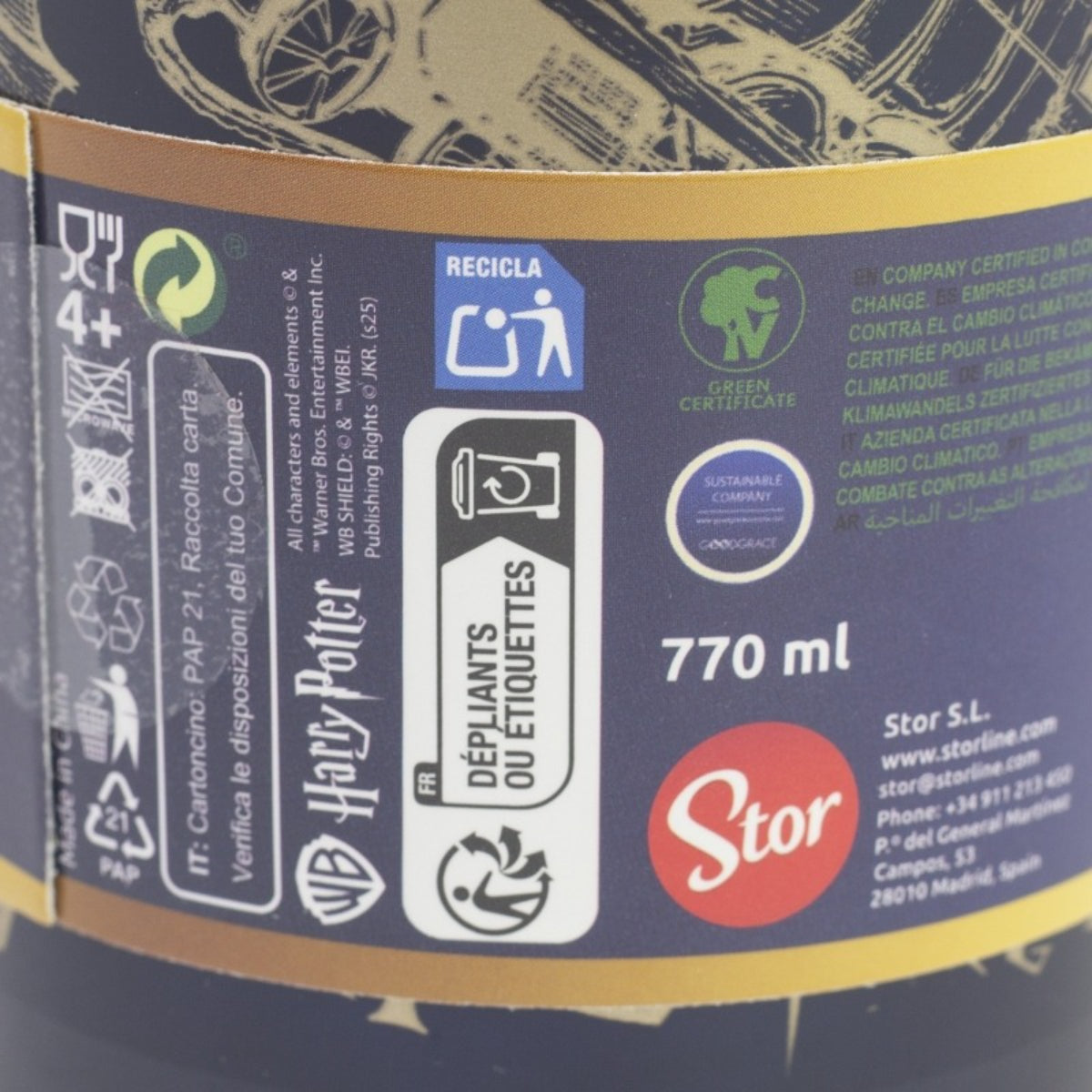 Harry Potter Edelstahl Thermobecher 770 ml mit Trinkhalm und Deckel